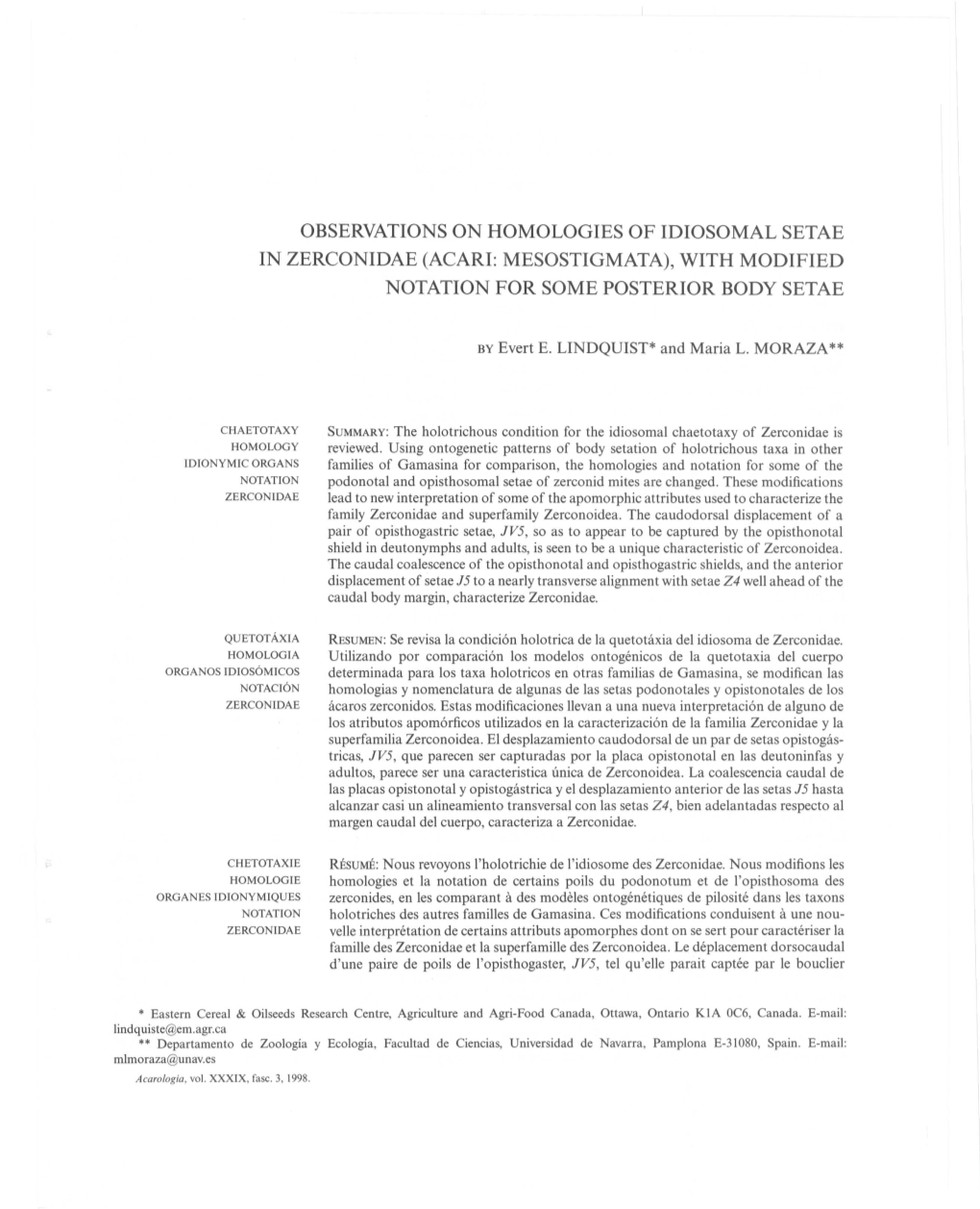 Observations on Homologies of Idiosomal Setae in Zerconidae (Acari: Mesostigmata), with Modified Notation for Some Posterior Body Setae