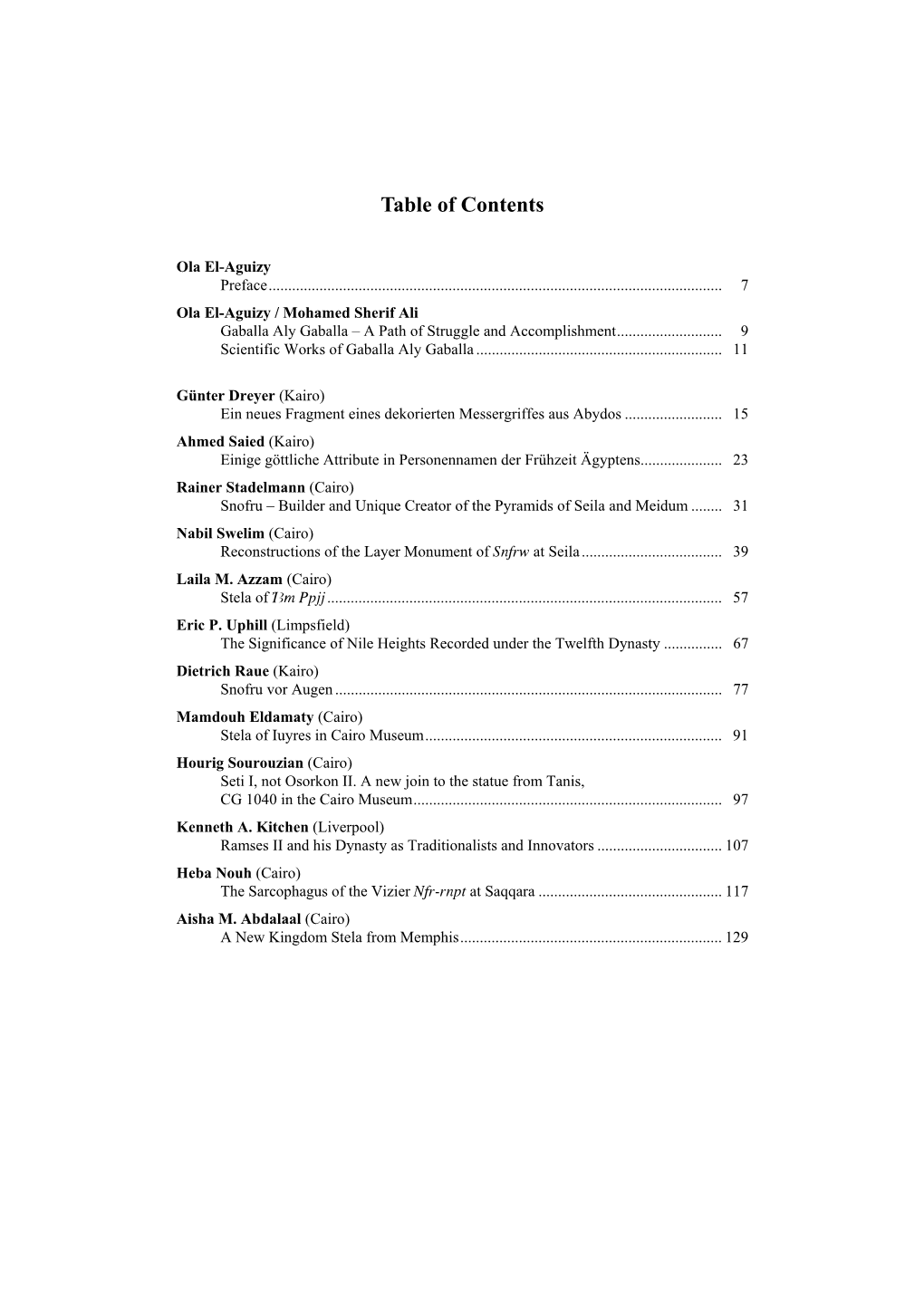 Table of Contents