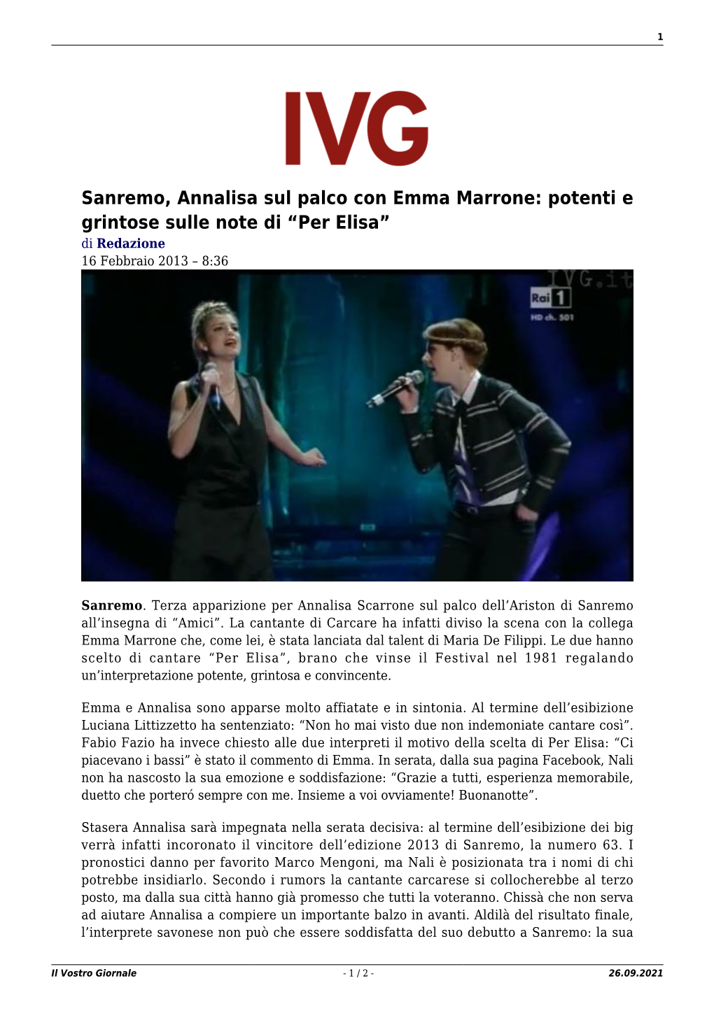 Il Vostro Giornale - 1 / 2 - 26.09.2021 2