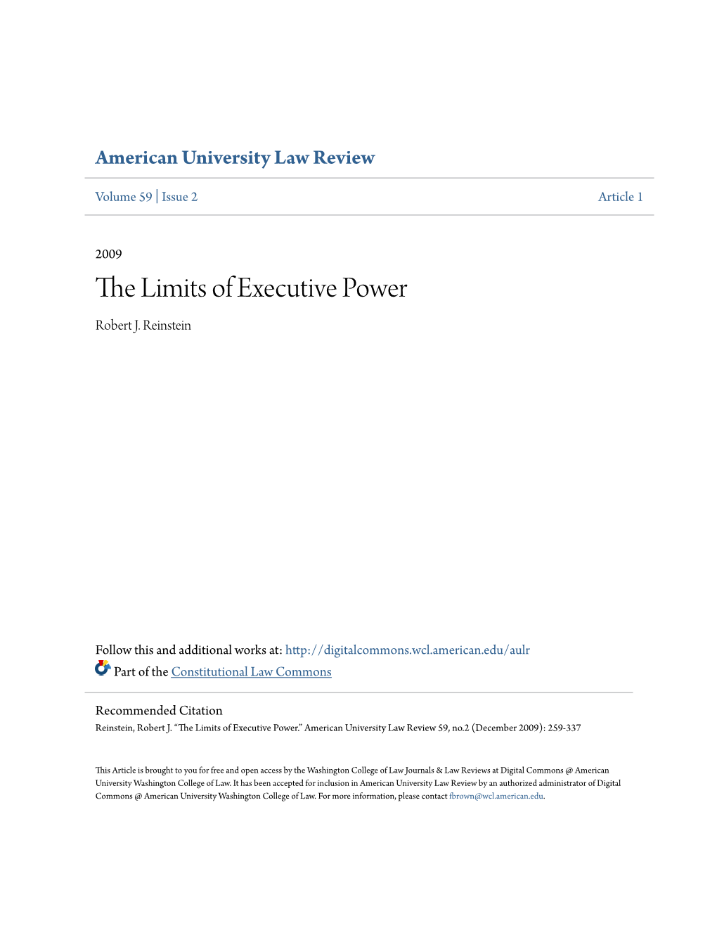 The Limits of Executive Power Robert J