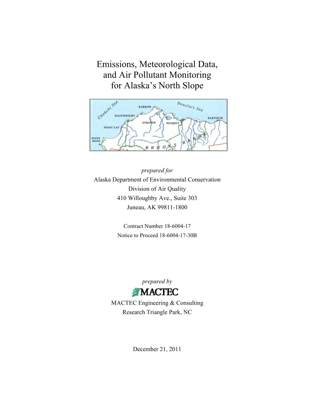 Emissions, Meteorological Data, and Air Pollutant Monitoring for Alaska's