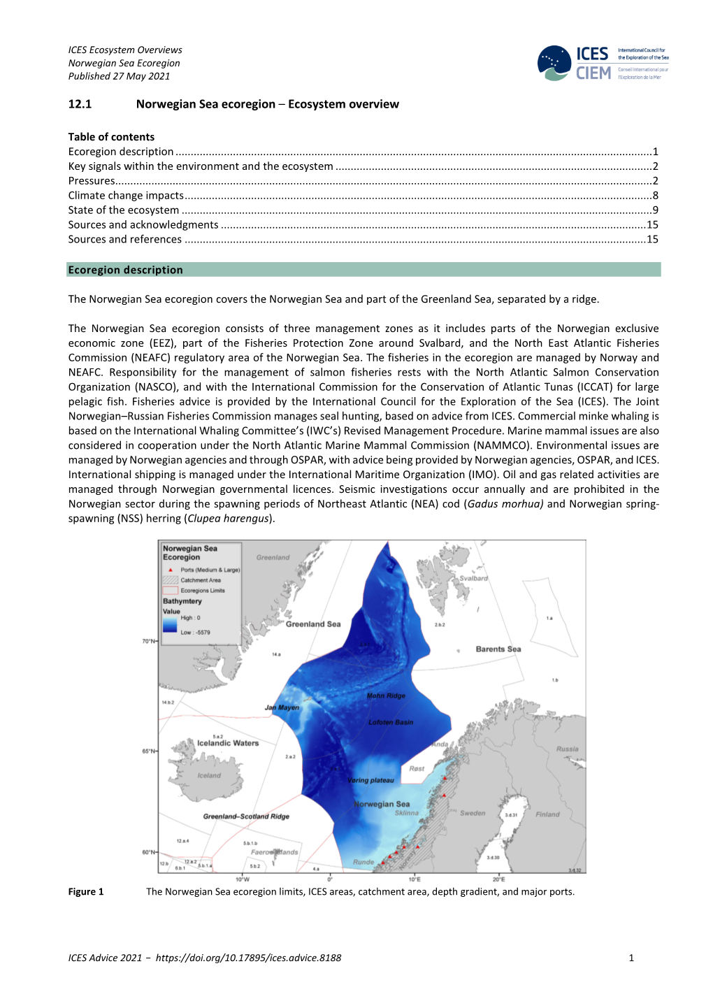 12.1 Norwegian Sea Ecoregion – Ecosystem Overview