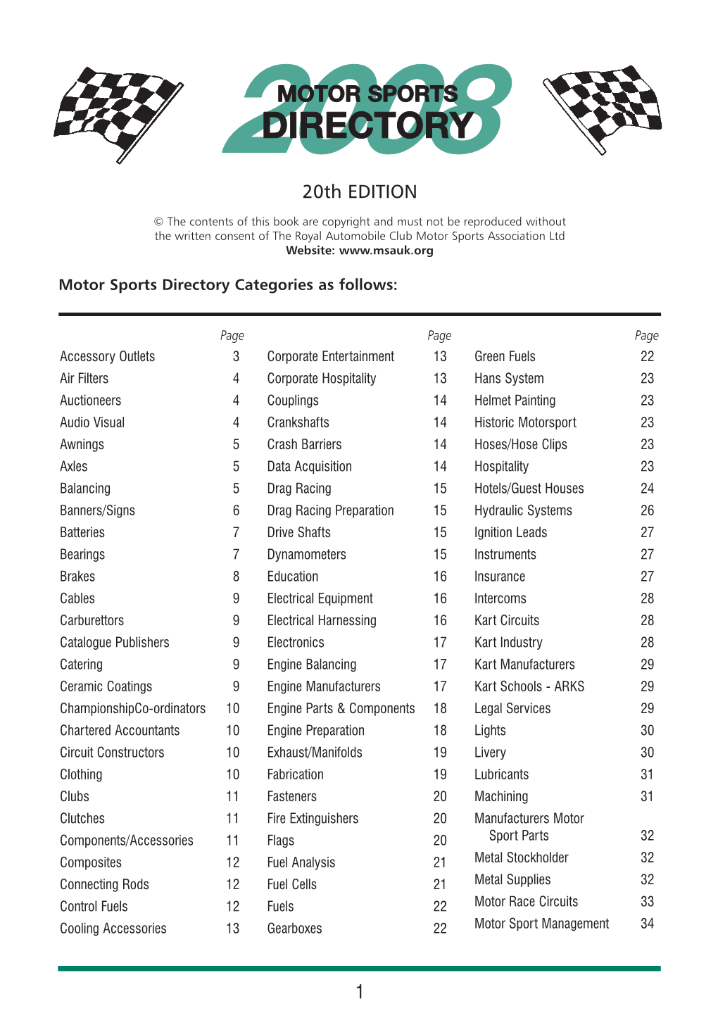 Motor Sports Directory 20Th Edition