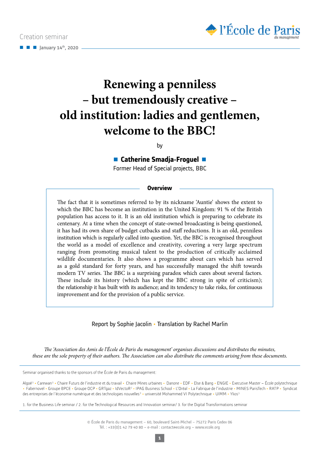 Old Institution: Ladies and Gentlemen, Welcome to the BBC! By
