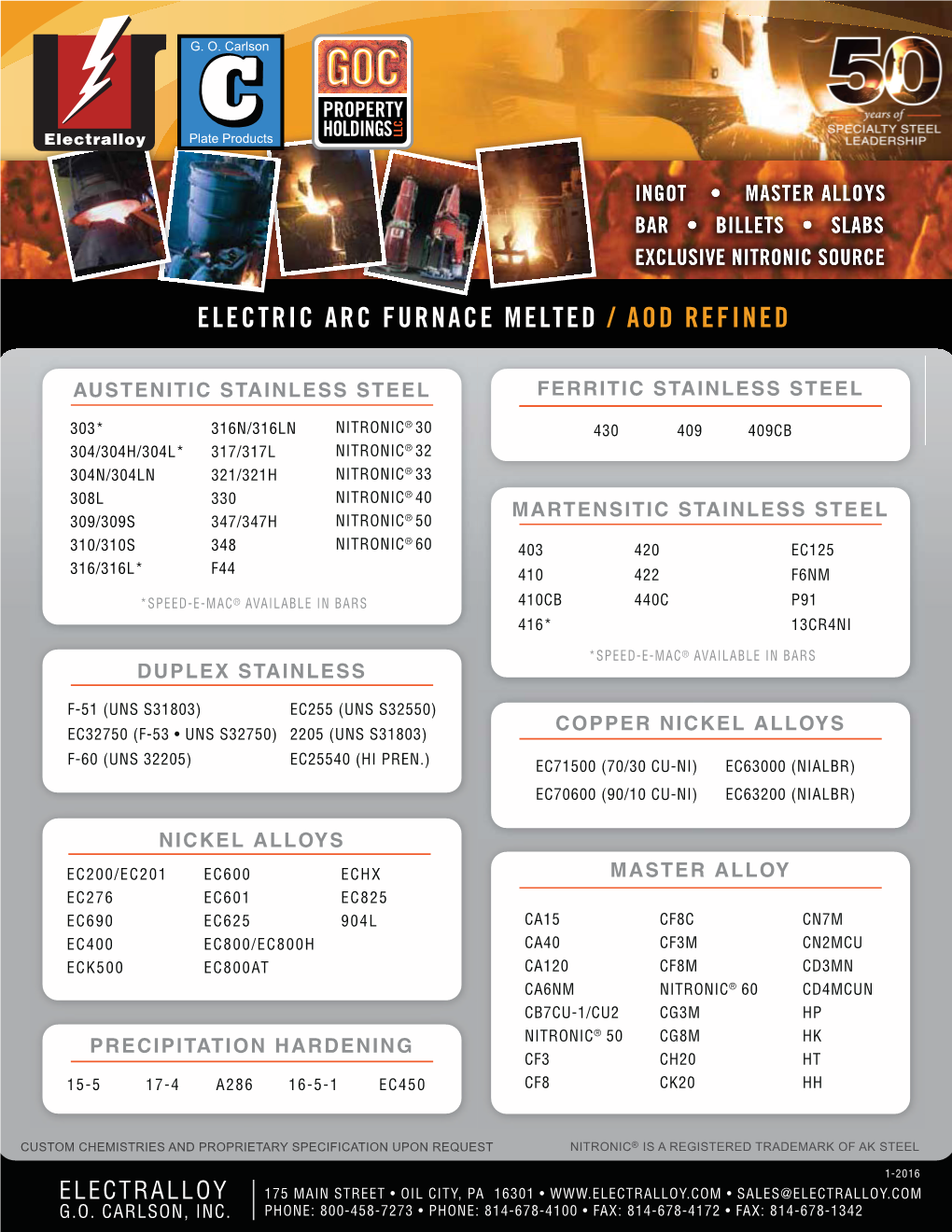 Electric Arc Furnace Melted / Aod Refined / Remelted Var / Esr