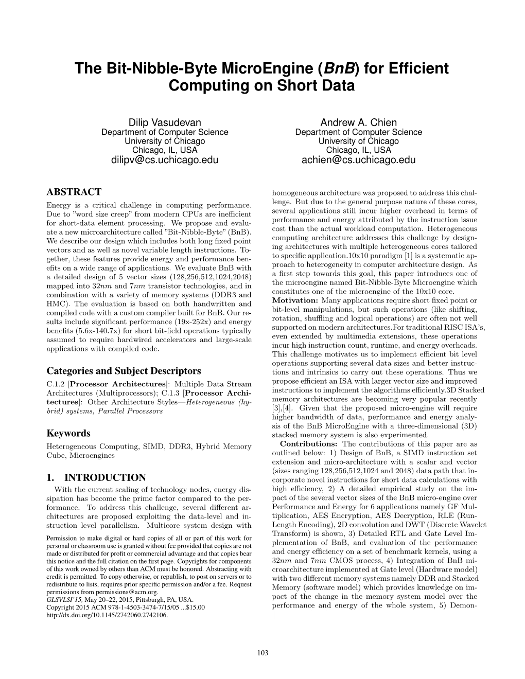 The Bit-Nibble-Byte Microengine (Bnb) for Efficient Computing On