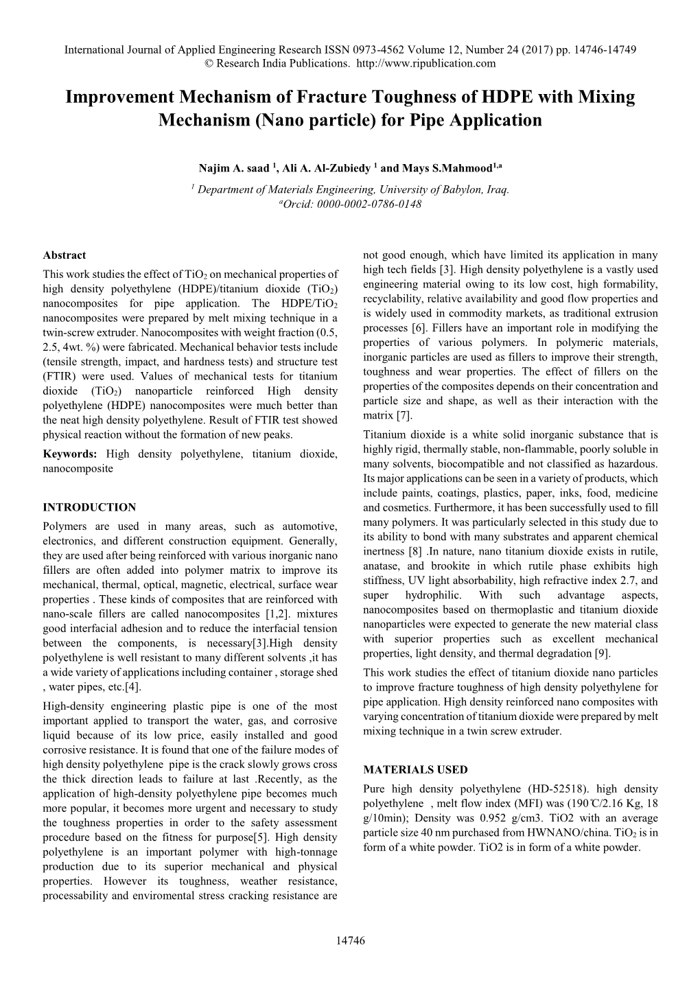 Improvement Mechanism of Fracture Toughness of HDPE with Mixing Mechanism (Nano Particle) for Pipe Application