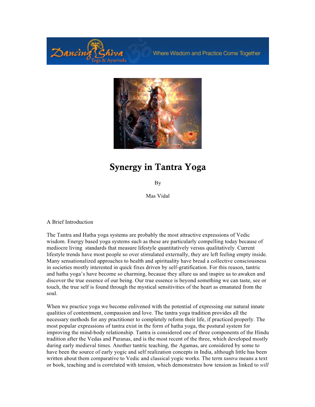 Synergy in Tantra Yoga