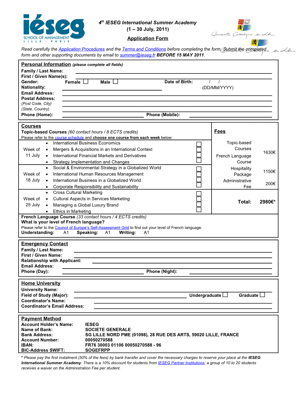 Aplication and Enrolment