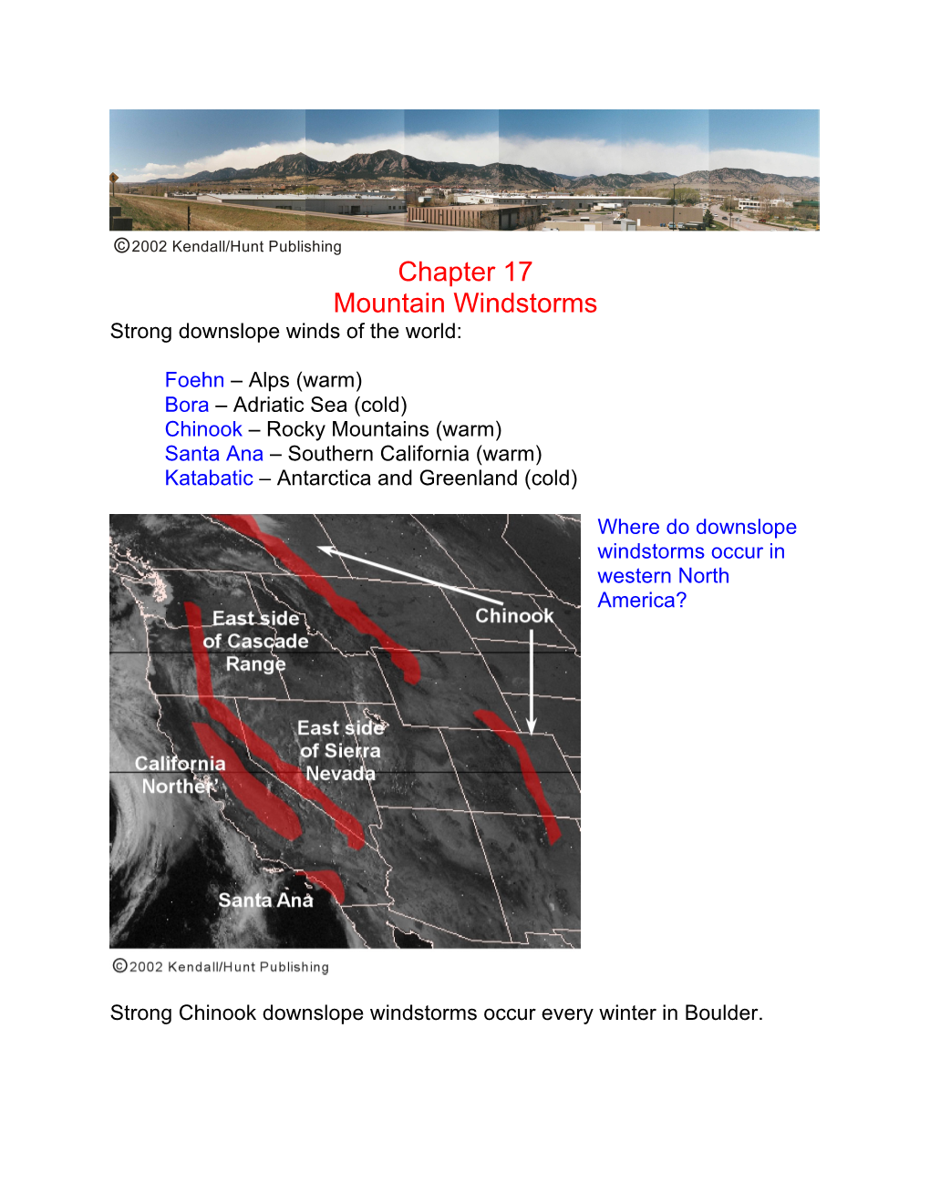 Chapter 17 Mountain Windstorms Strong Downslope Winds of the World