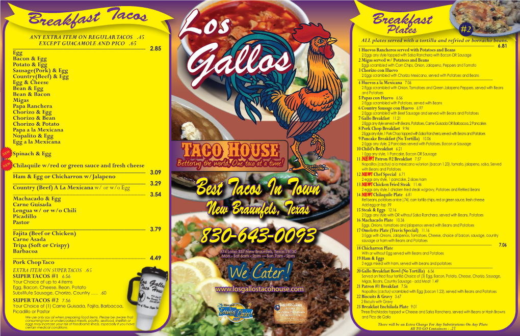 Los Gallos Counter Menu Front 1-2021