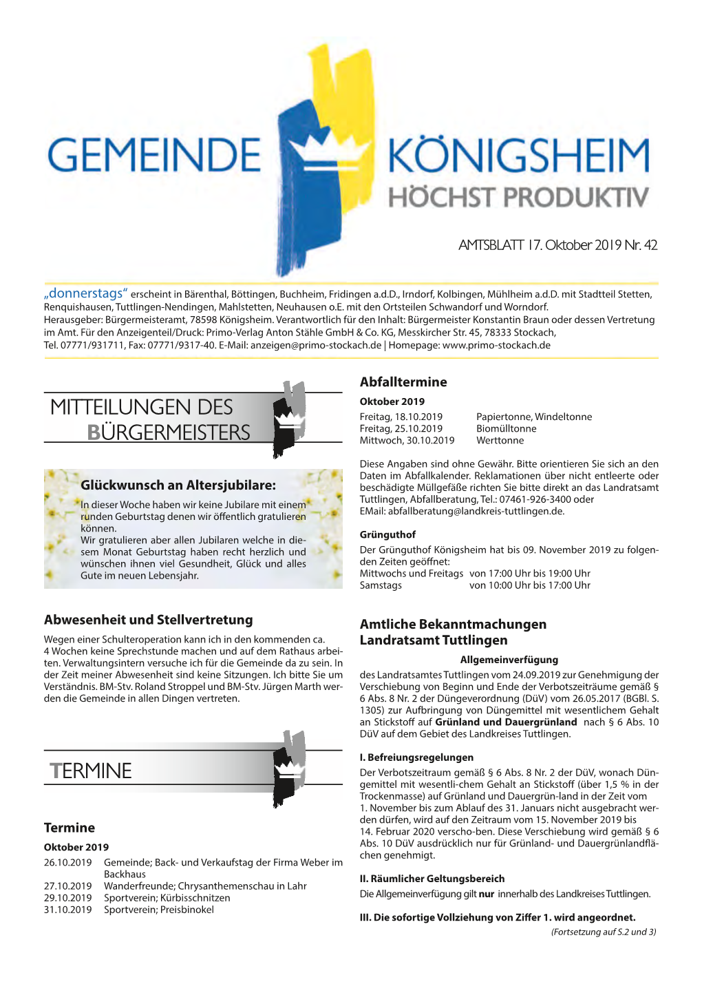 Mitteilungen Des Bürgermeisters Termine