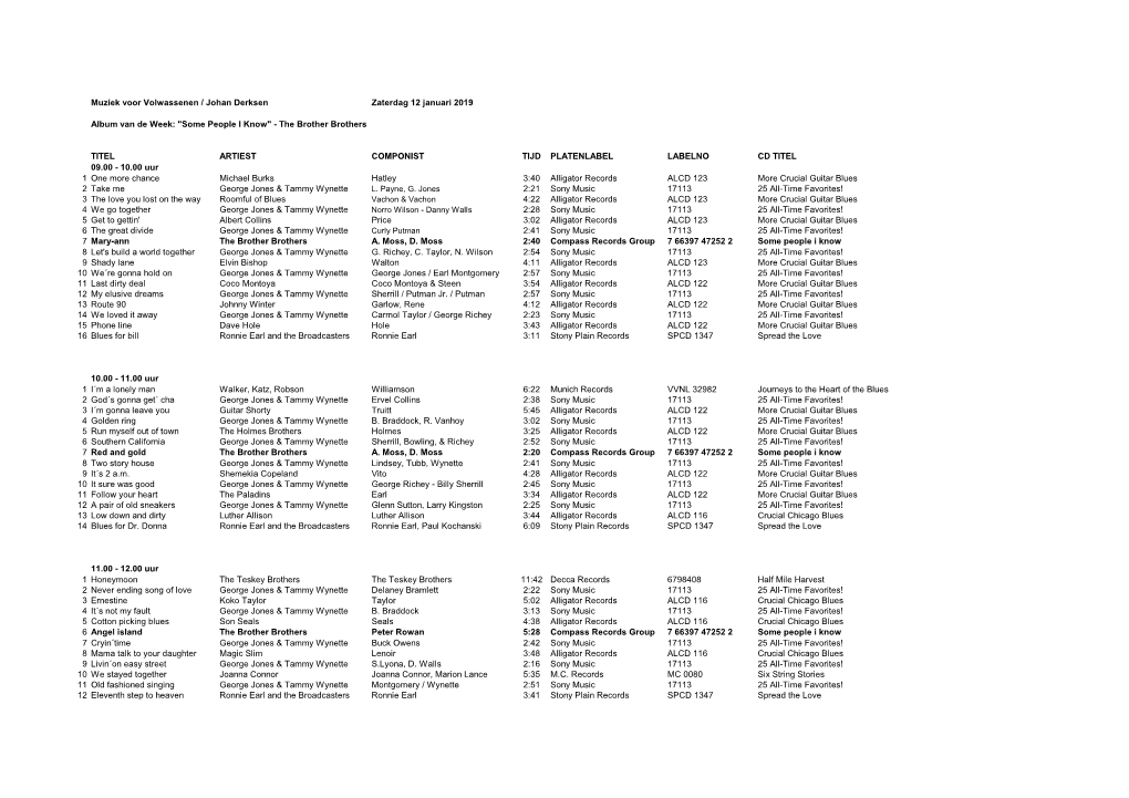 Muziek Voor Volwassenen / Johan Derksen Zaterdag 12 Januari 2019