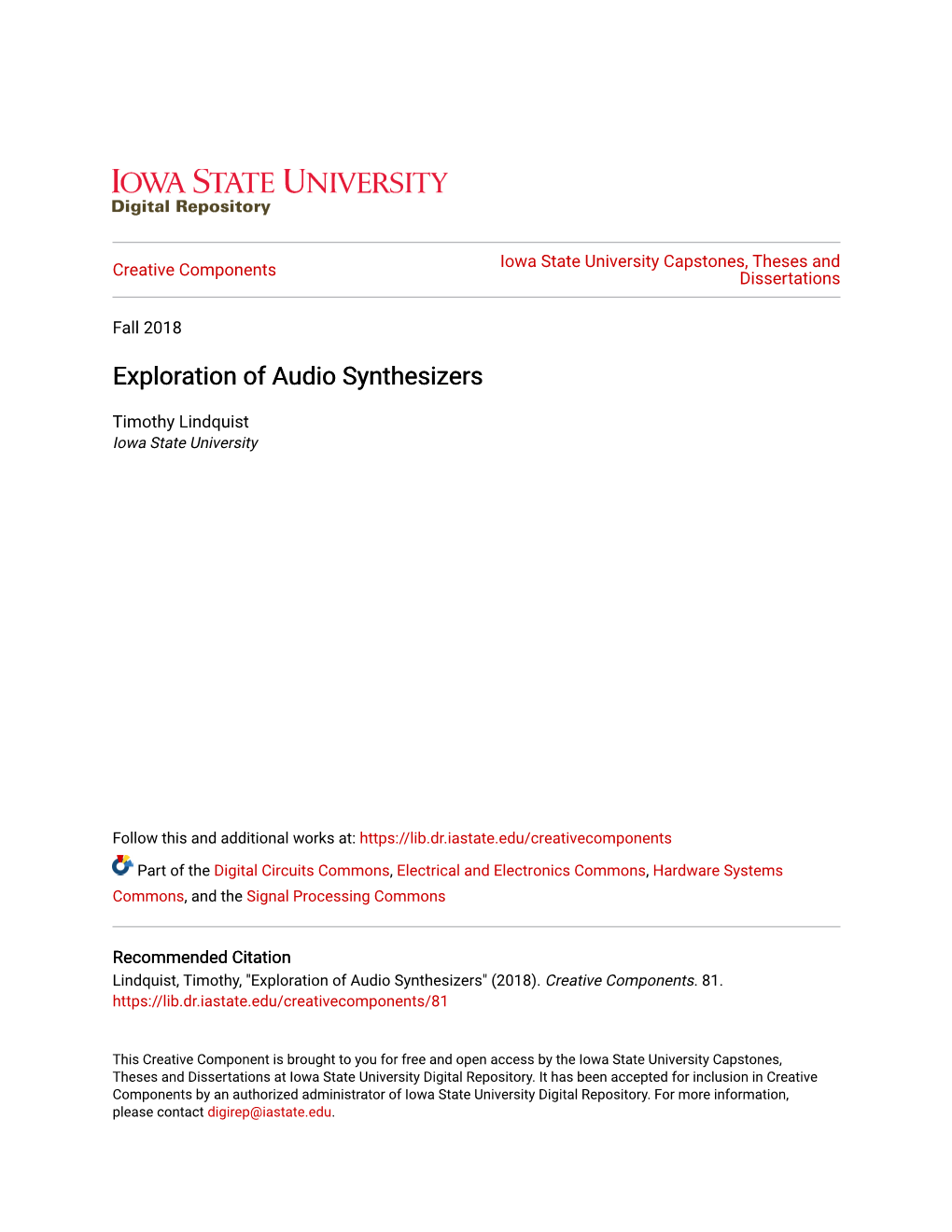 Exploration of Audio Synthesizers