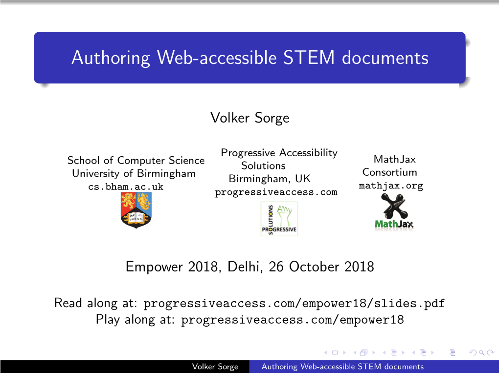 Authoring Web-Accessible STEM Documents