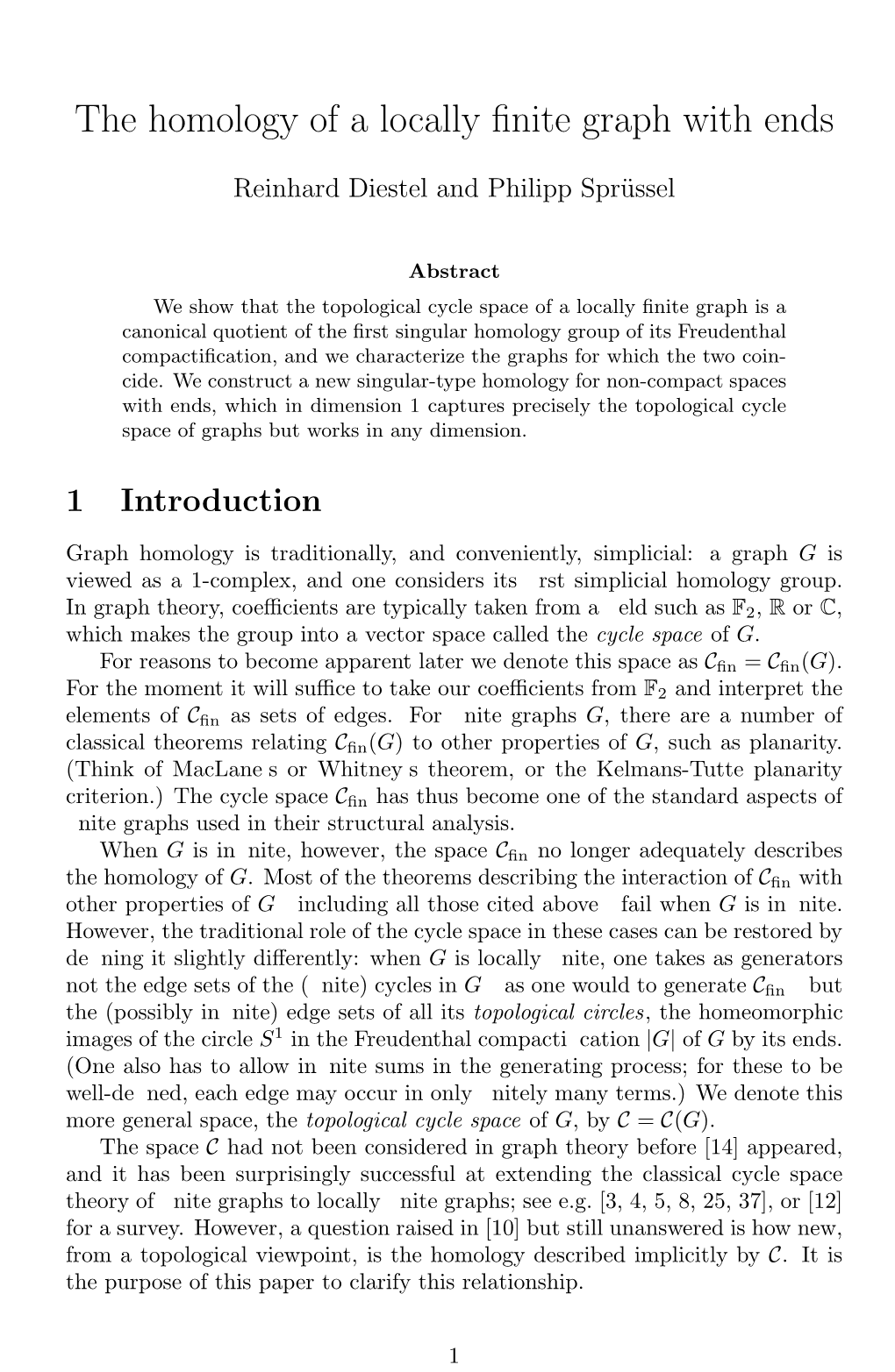 The Homology of a Locally Finite Graph with Ends