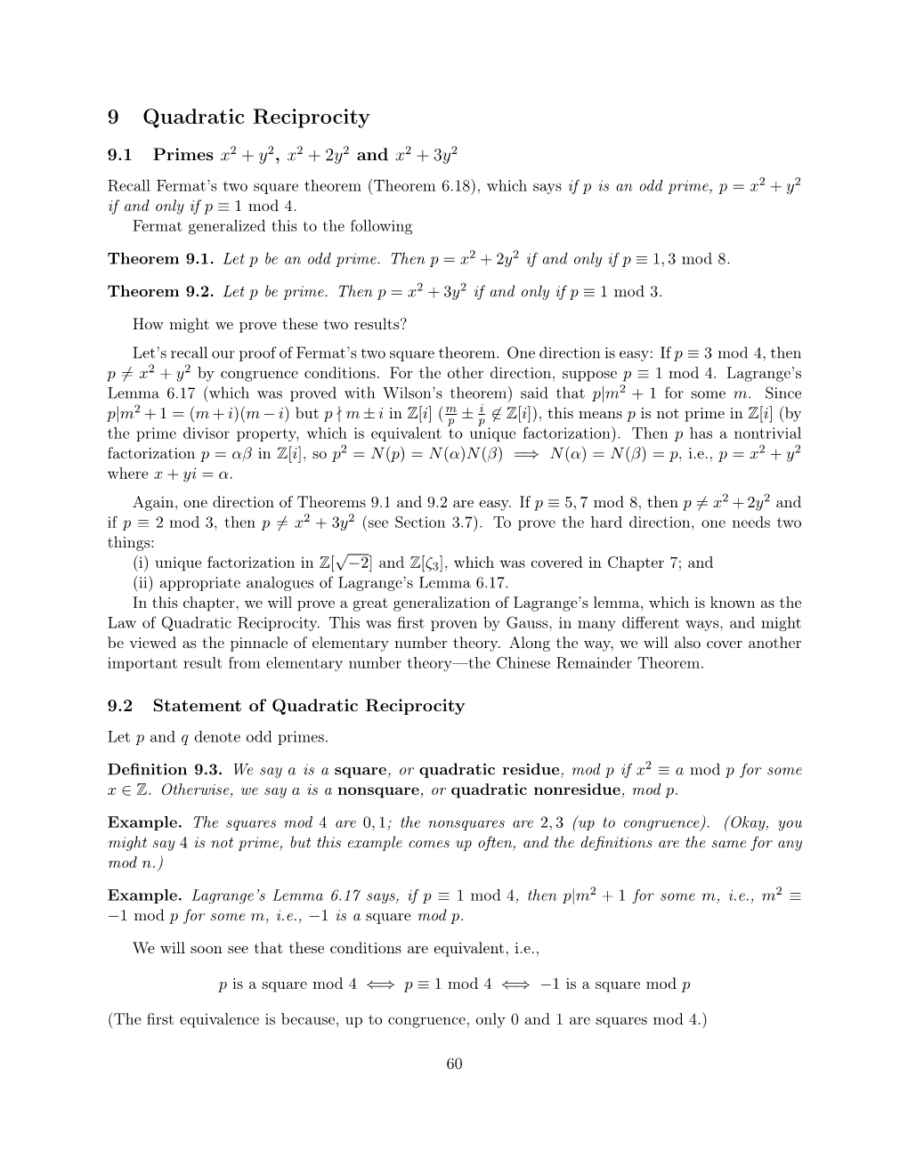 9 Quadratic Reciprocity