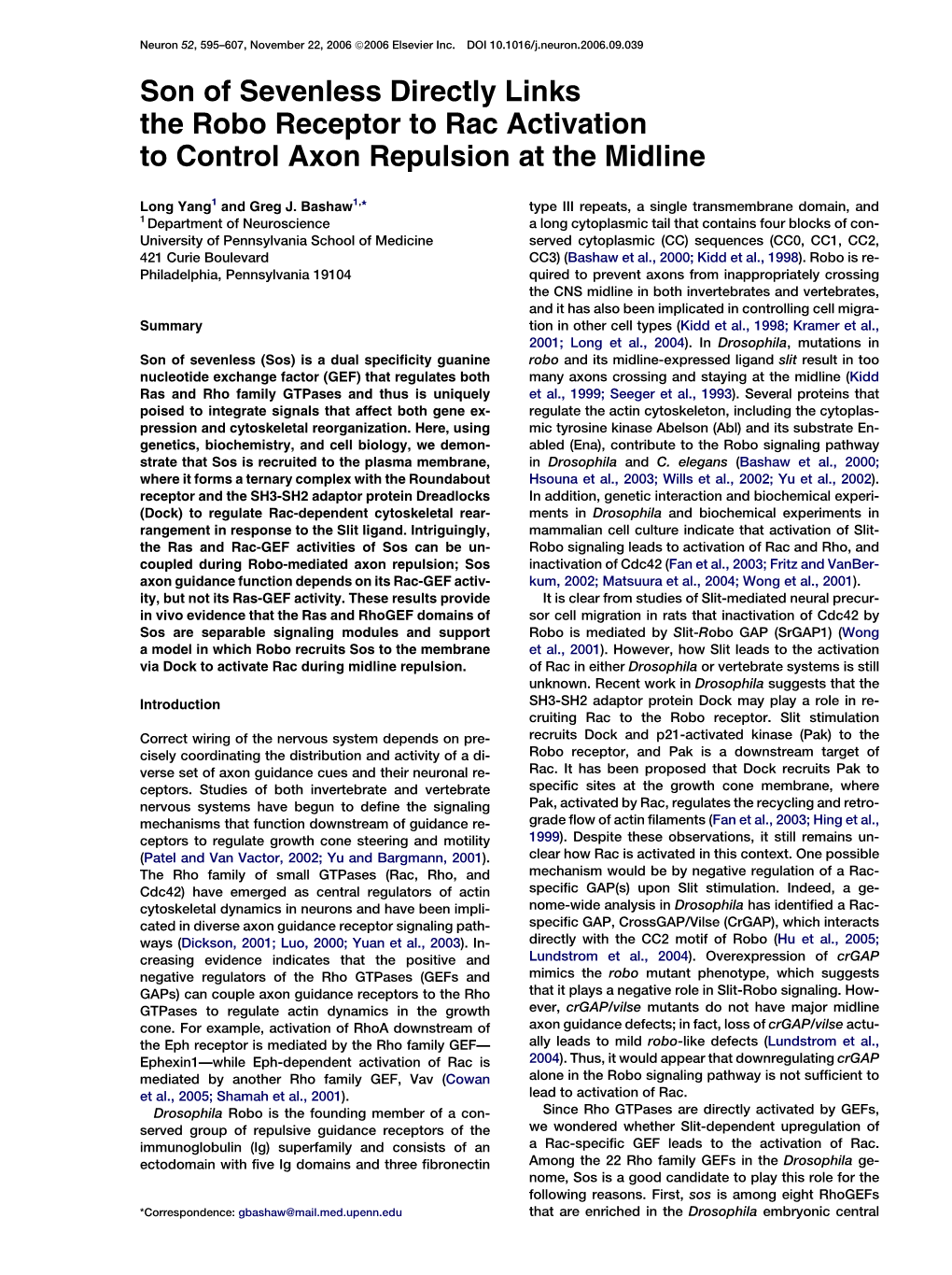 Son of Sevenless Directly Links the Robo Receptor to Rac Activation to Control Axon Repulsion at the Midline