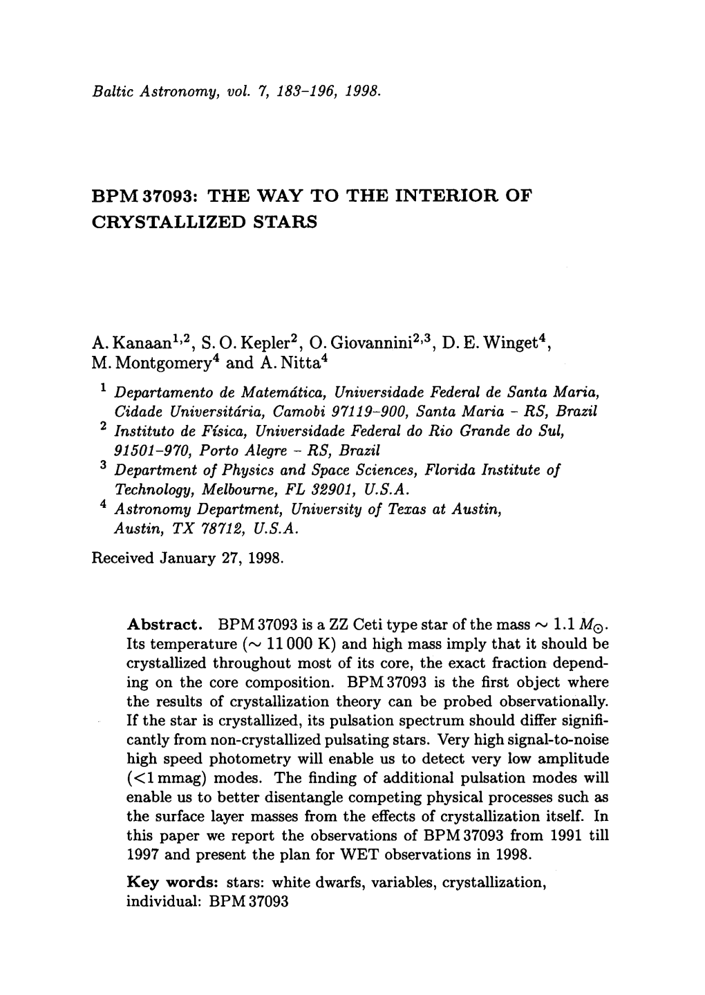 Bpm 37093: the Way to the Interior of Crystallized Stars