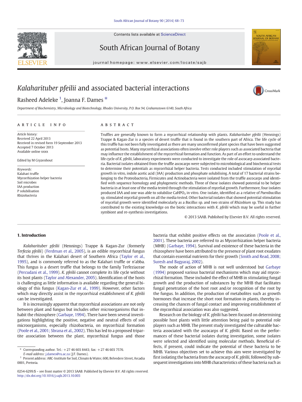 Kalaharituber Pfeilii and Associated Bacterial Interactions