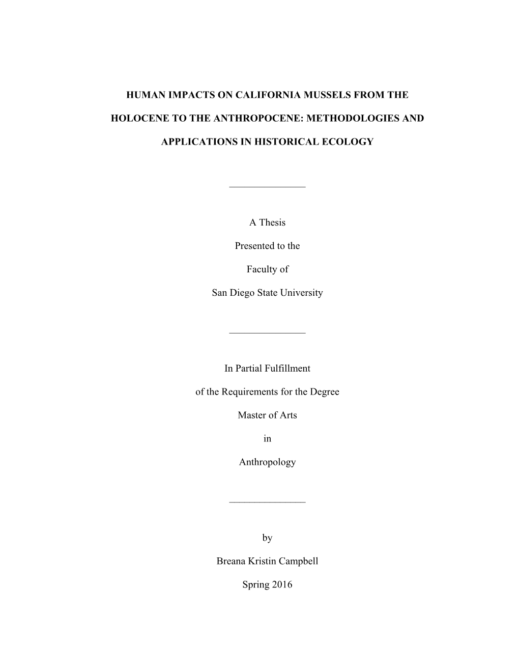 Human Impacts on California Mussels from The