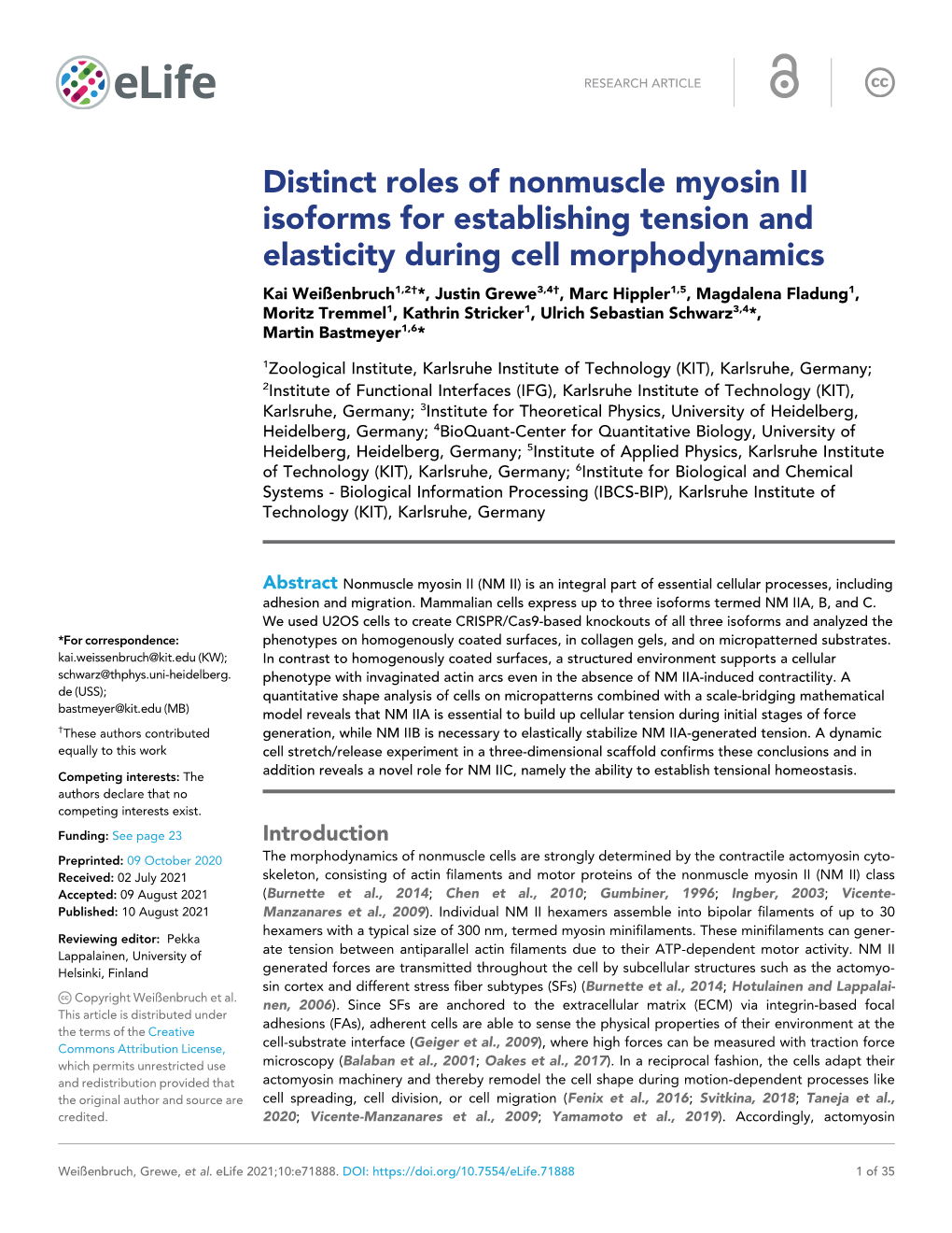 Distinct Roles of Nonmuscle Myosin II Isoforms for Establishing Tension