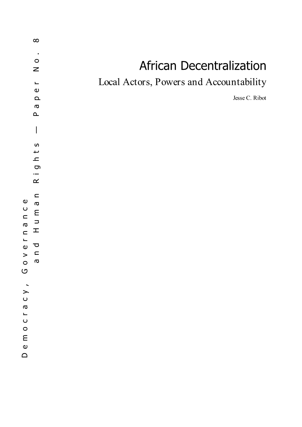 African Decentralization Es .Ribot C