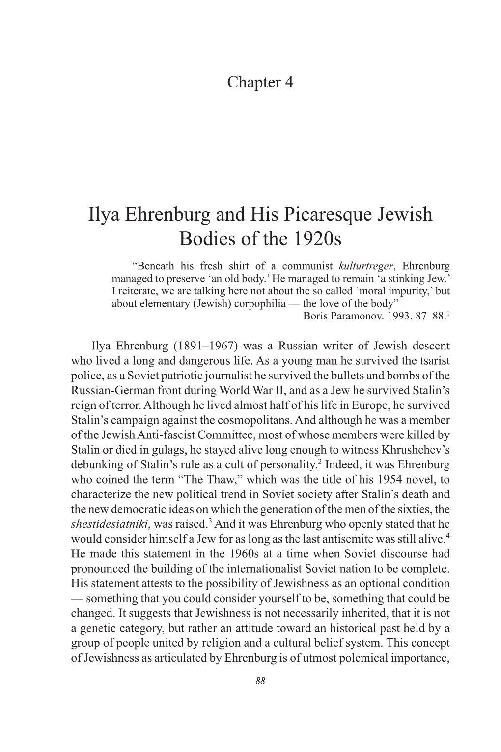 Ilya Ehrenburg and His Picaresque Jewish Bodies of the 1920S