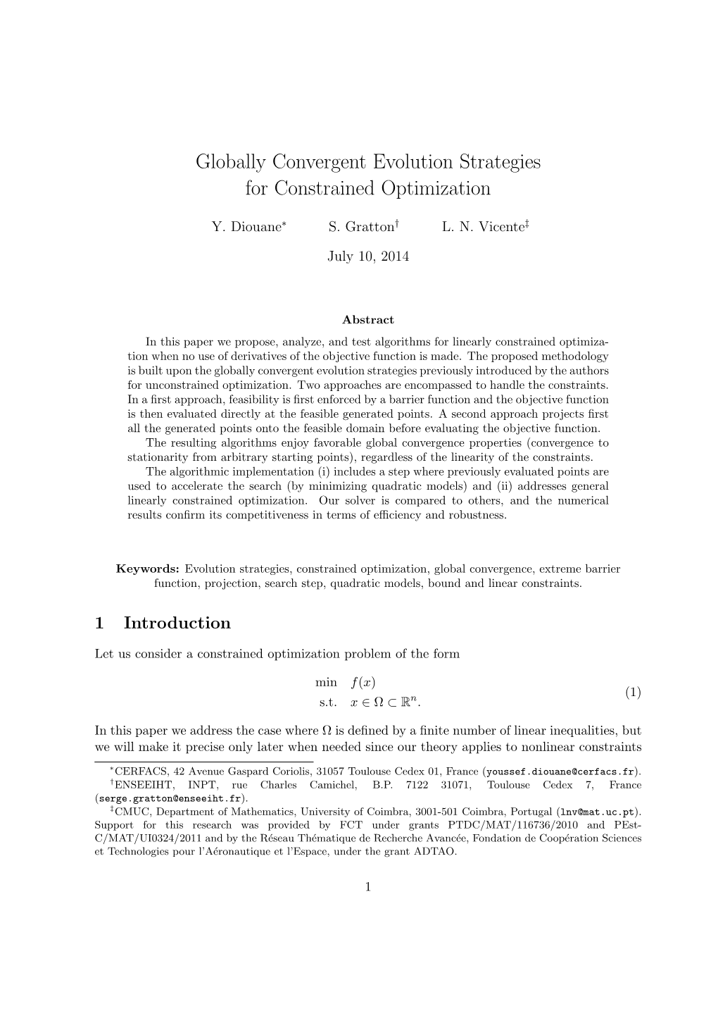 Globally Convergent Evolution Strategies for Constrained Optimization