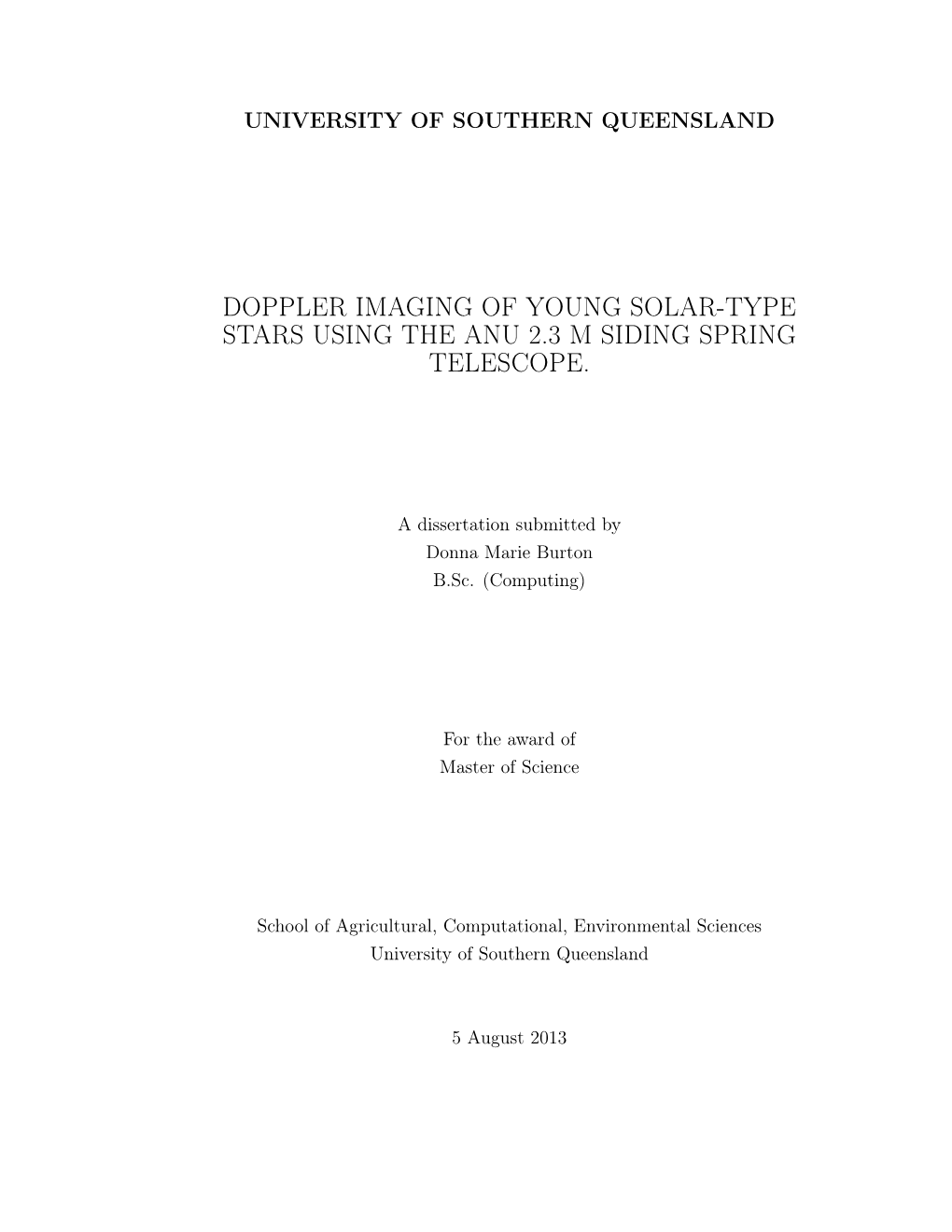 Doppler Imaging of Young Solar-Type Stars Using the Anu 2.3 M Siding Spring Telescope