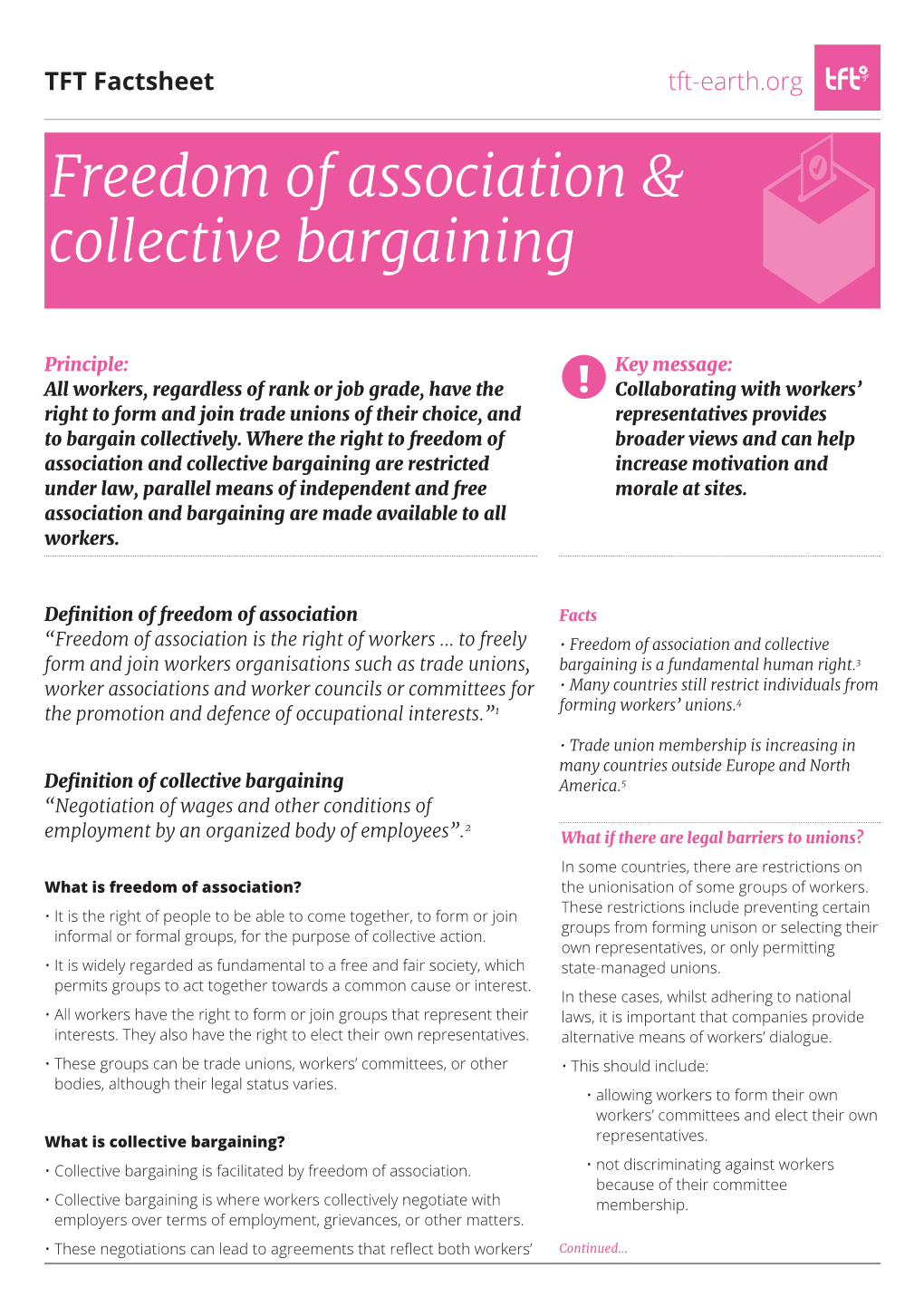 Freedom of Association & Collective Bargaining Fact Sheet