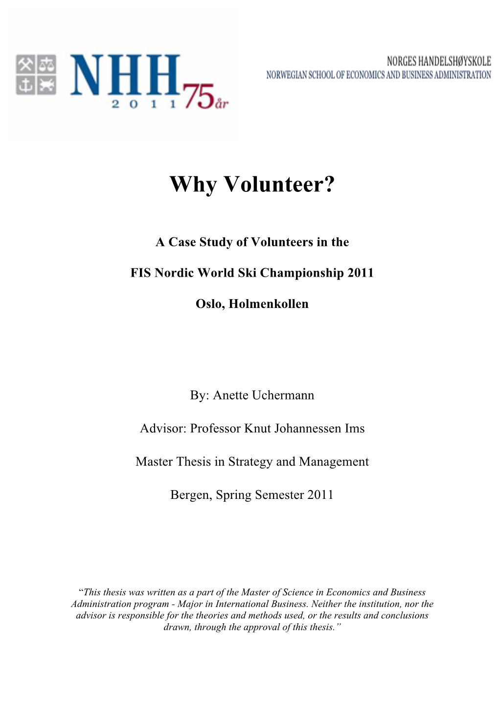 Why Volunteer?