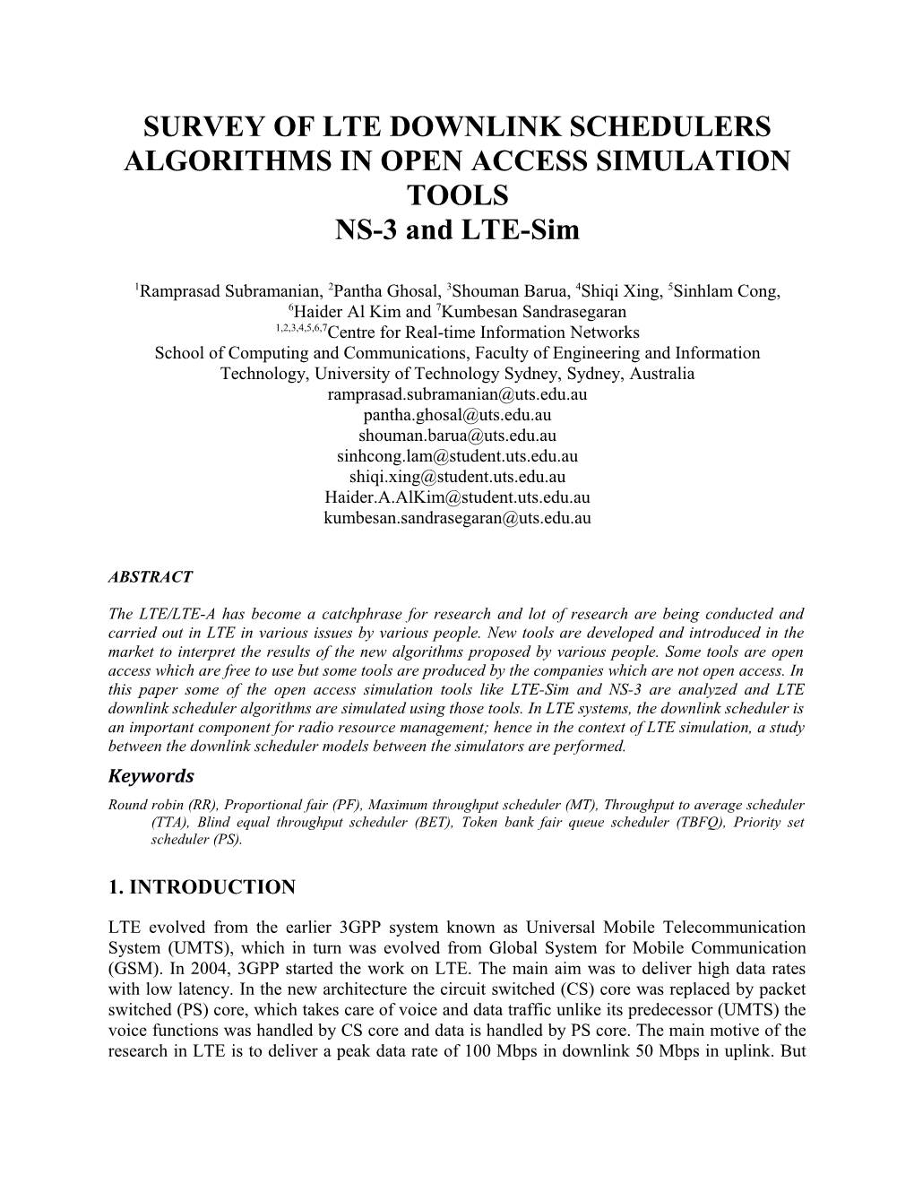 Survey of Lte Downlink Schedulers Algorithms in Open Access Simulation Tools