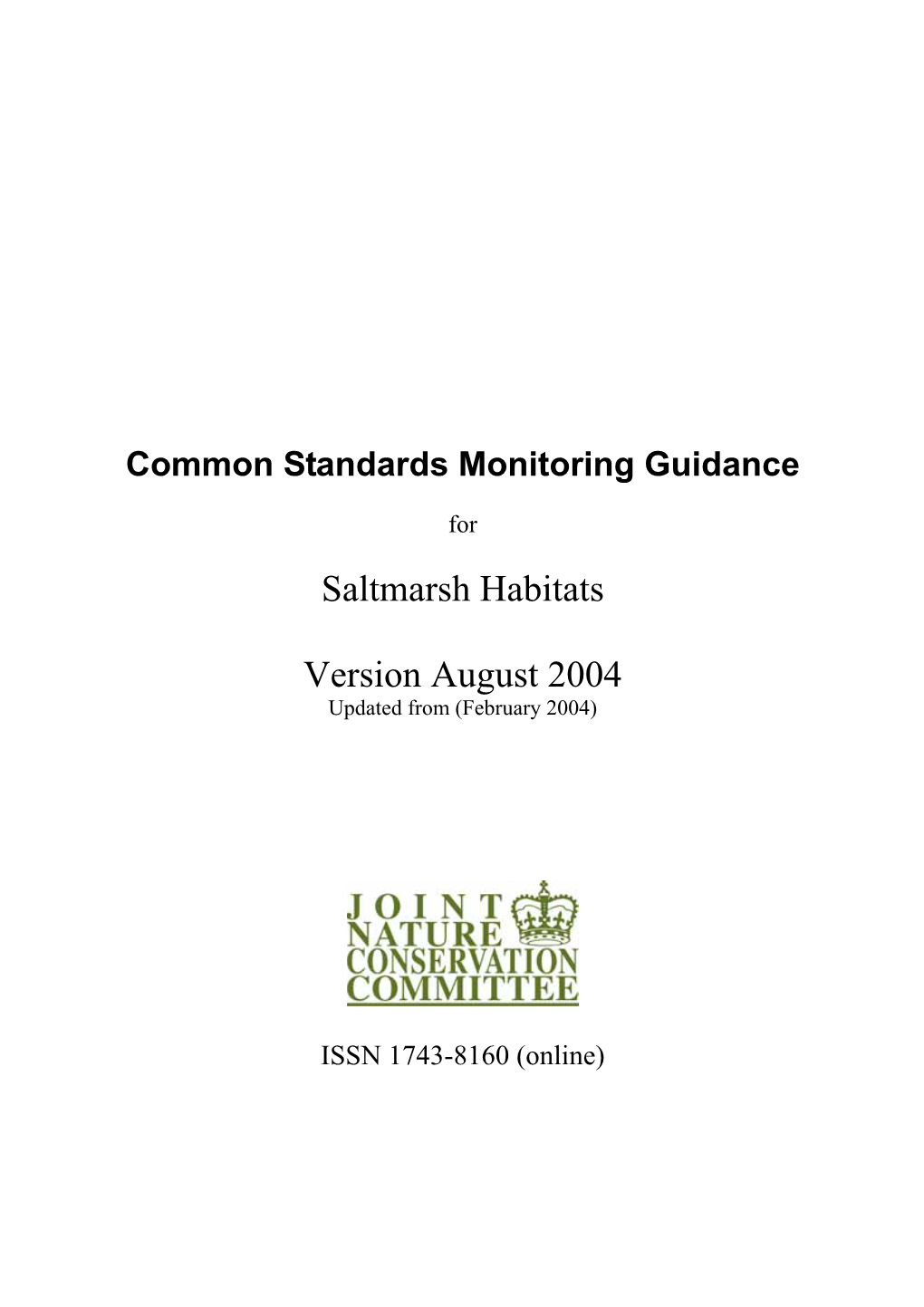 Common Standards Monitoring Guidance for Saltmarsh Habitats