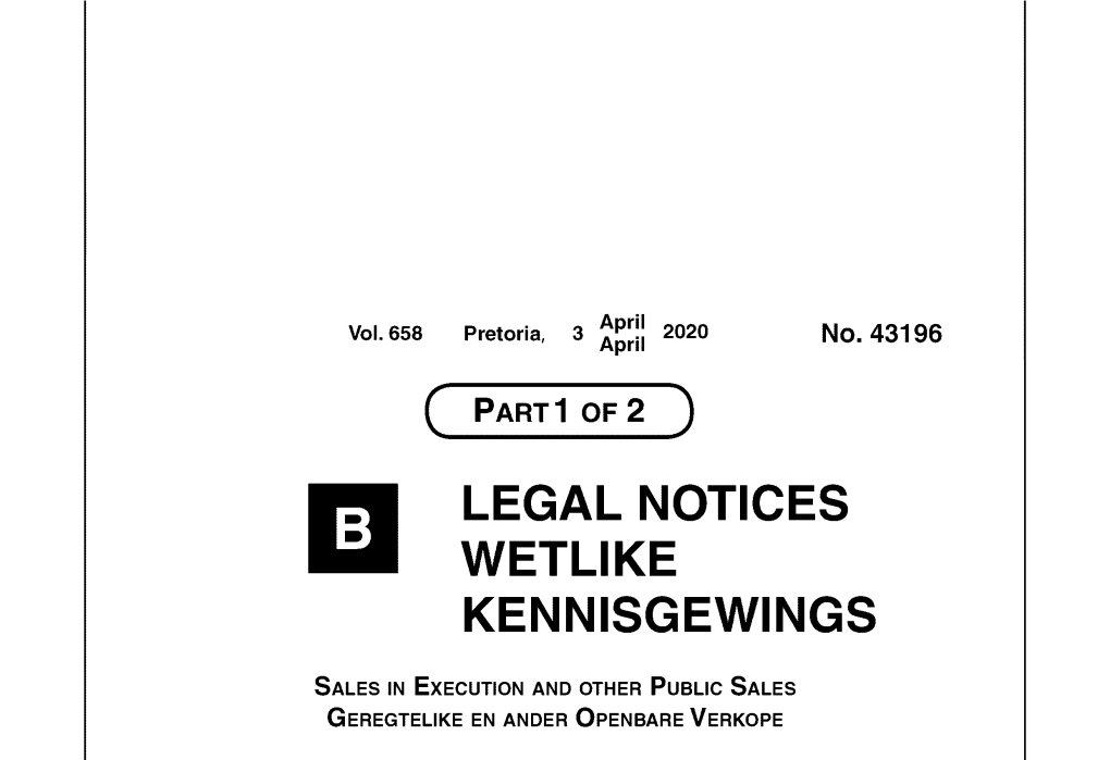 Legal Notices Wetlike Kennisgewings