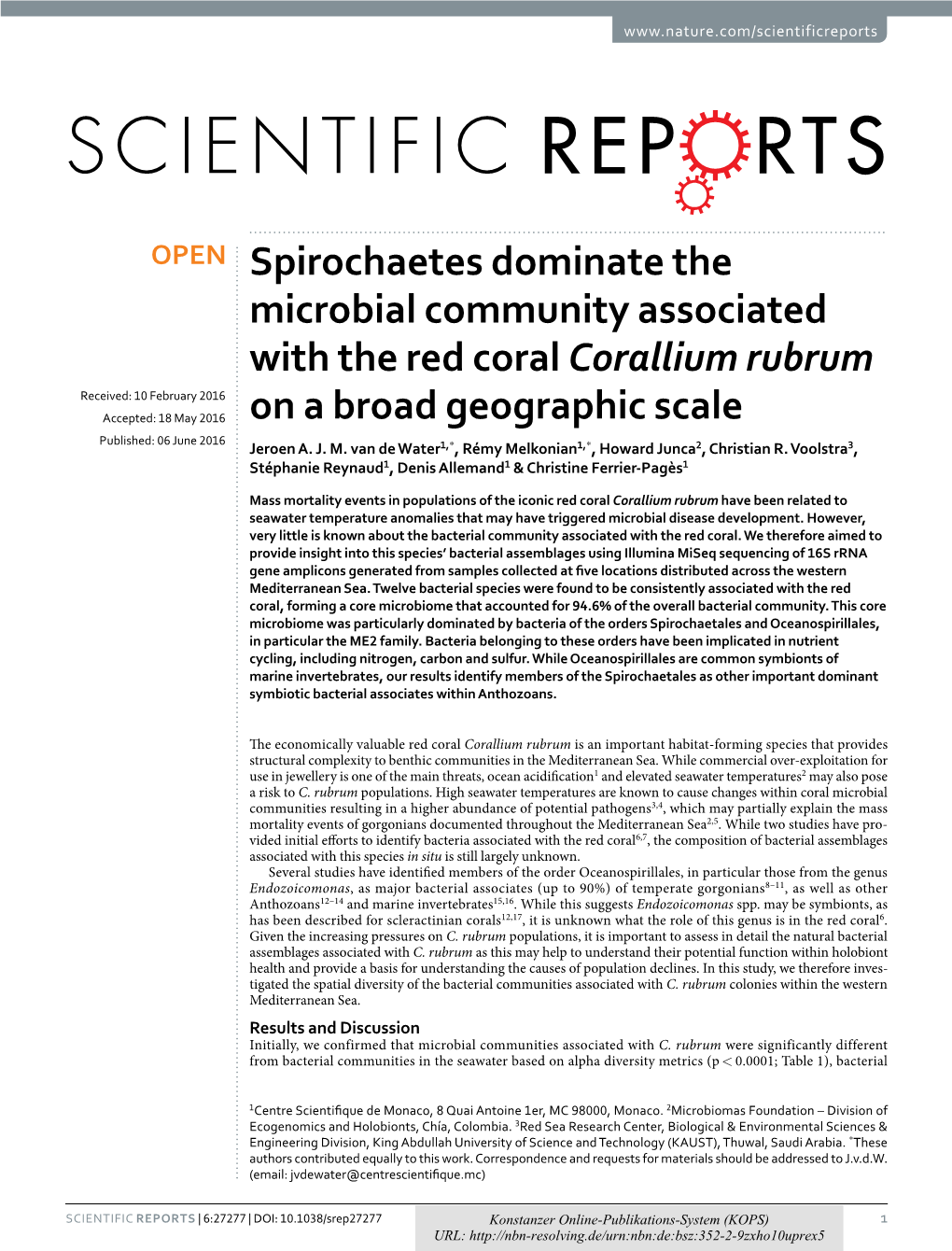 Spirochaetes Dominate the Microbial Community Associated with the Red