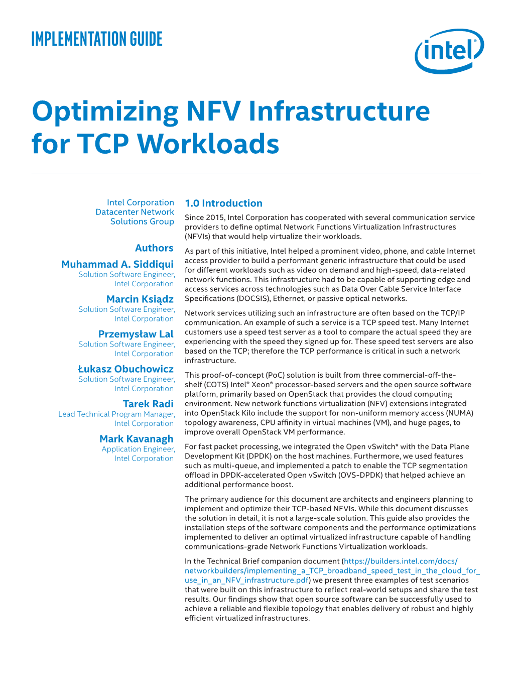 Optimizing NFV Infrastructure for TCP Workloads