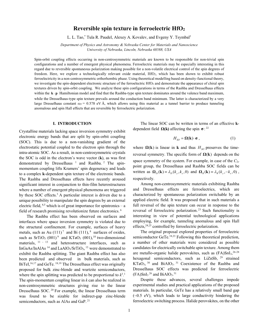 Reversible Spin Texture in Ferroelectric Hfo2 L