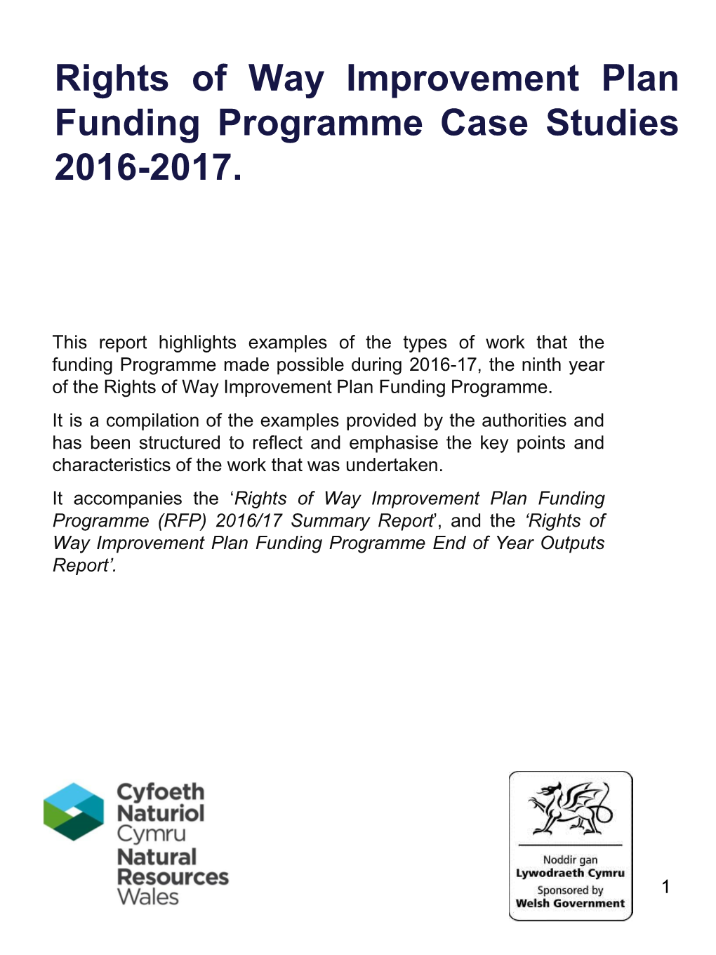 Rights of Way Improvement Plan Funding Programme Case Studies 2016-2017