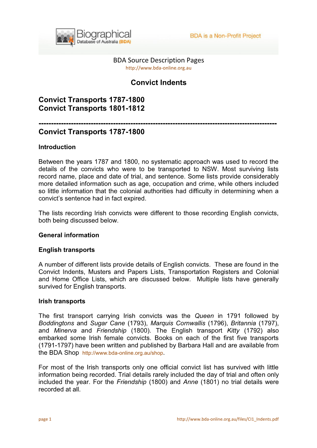 Convict Indents & Ship Musters 1787-1812