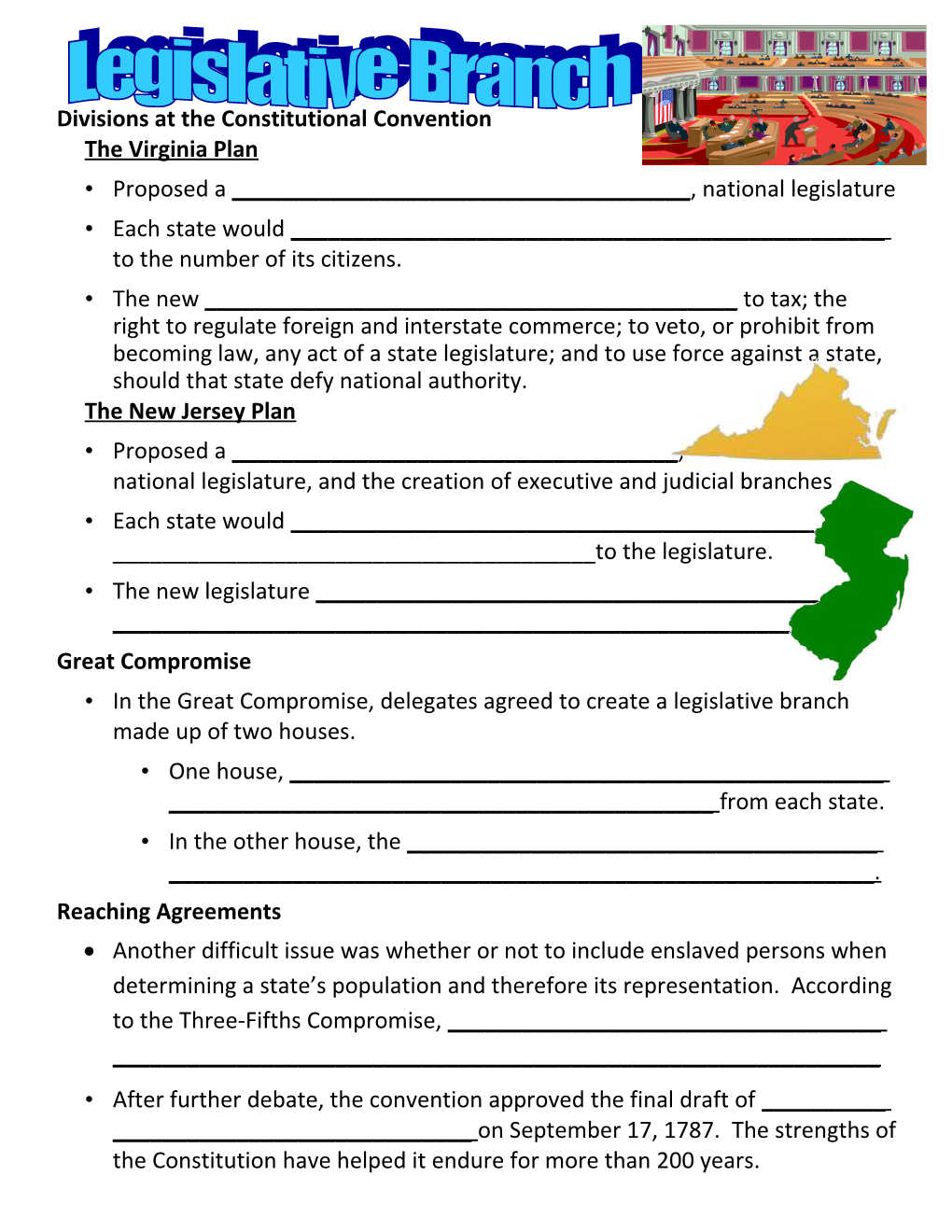 Divisions at the Constitutional Convention