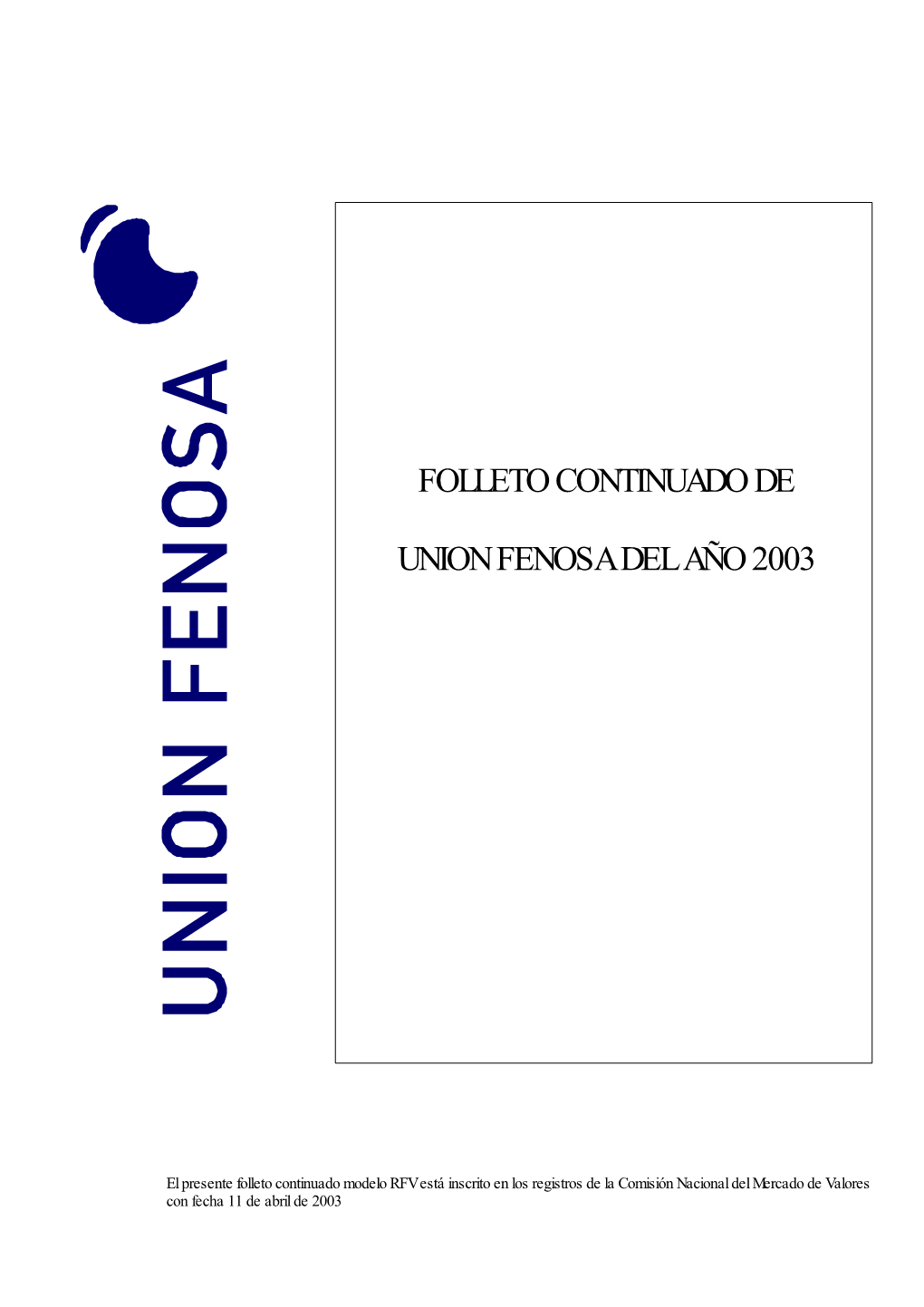 Folleto Continuado De Union Fenosa Del Año 2003