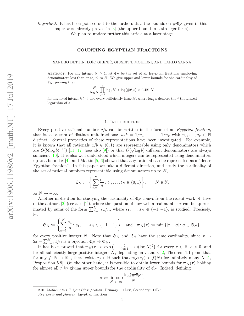 Arxiv:1906.11986V2 [Math.NT]