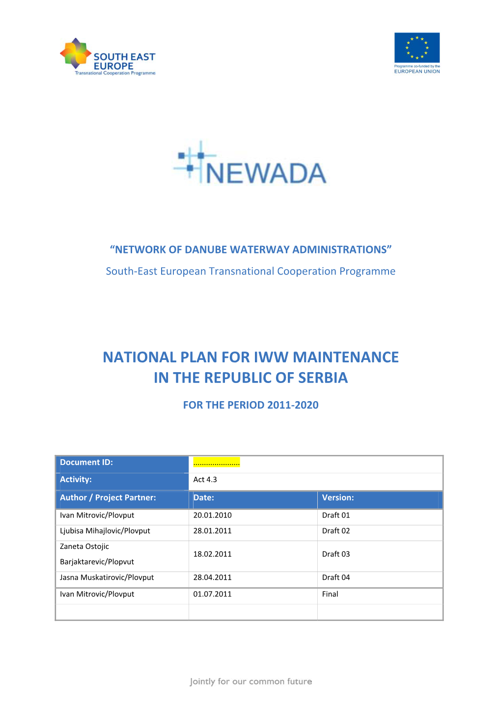 National Strategic Plan for Optimising Inland Waterway Maintenance In