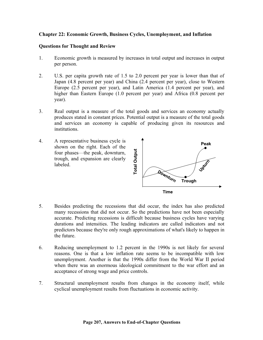 Chapter 7: Economic Growth, Business Cycles, Unemployment, And Inflation