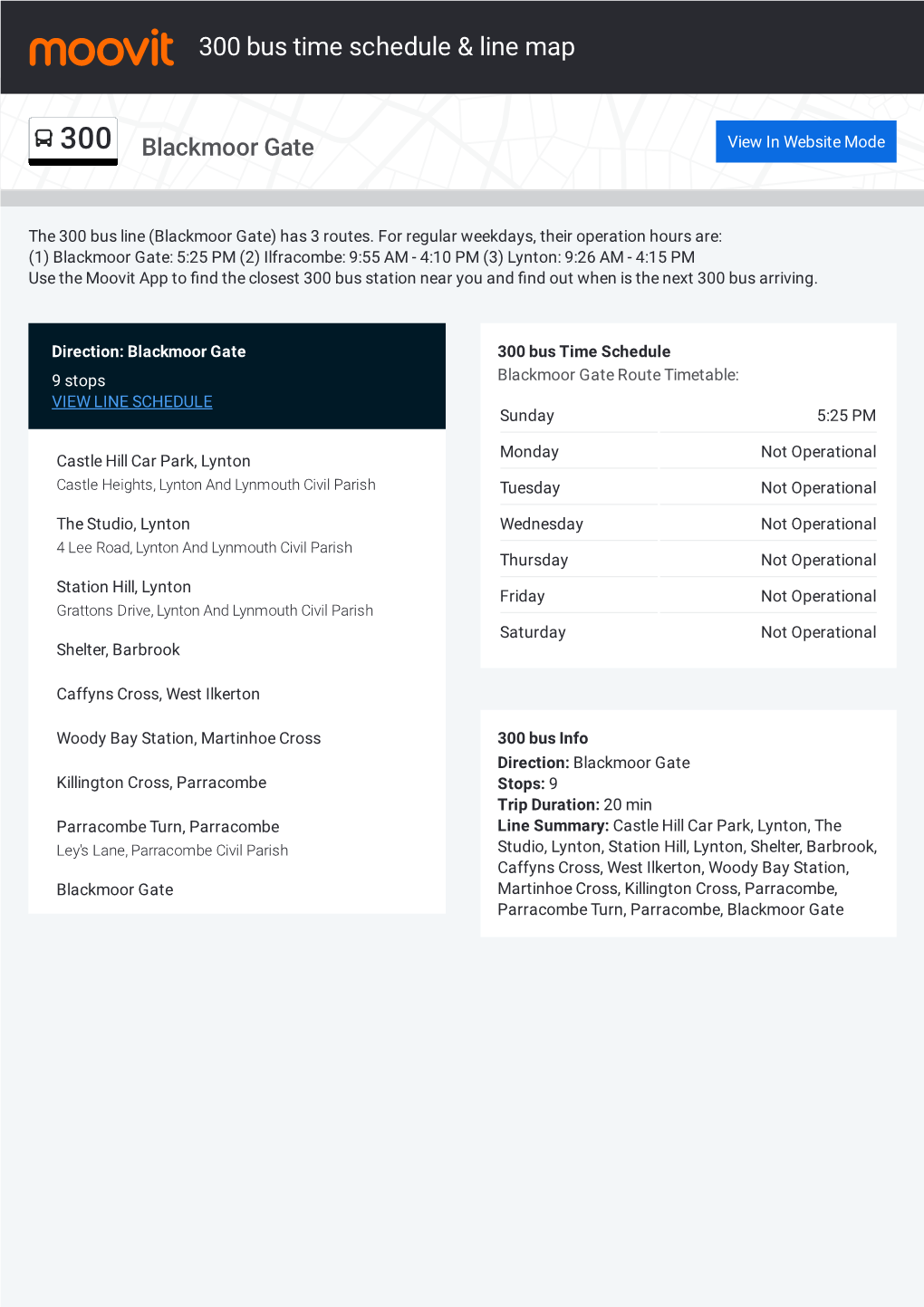 300 Bus Time Schedule & Line Route