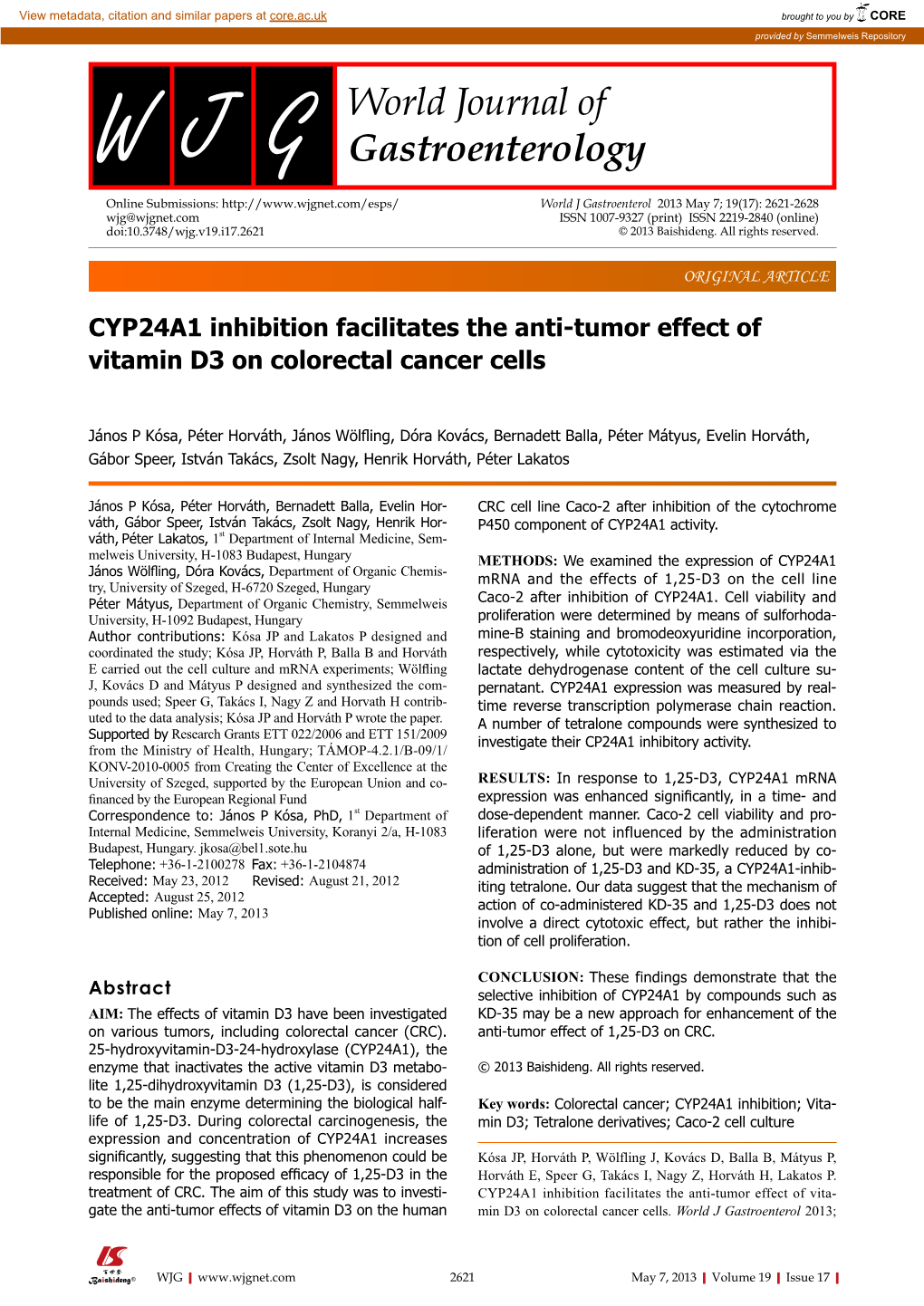 CYP24A1 Inhibition Facilitates the Anti-Tumor Effect of Vitamin D3 on Colorectal Cancer Cells