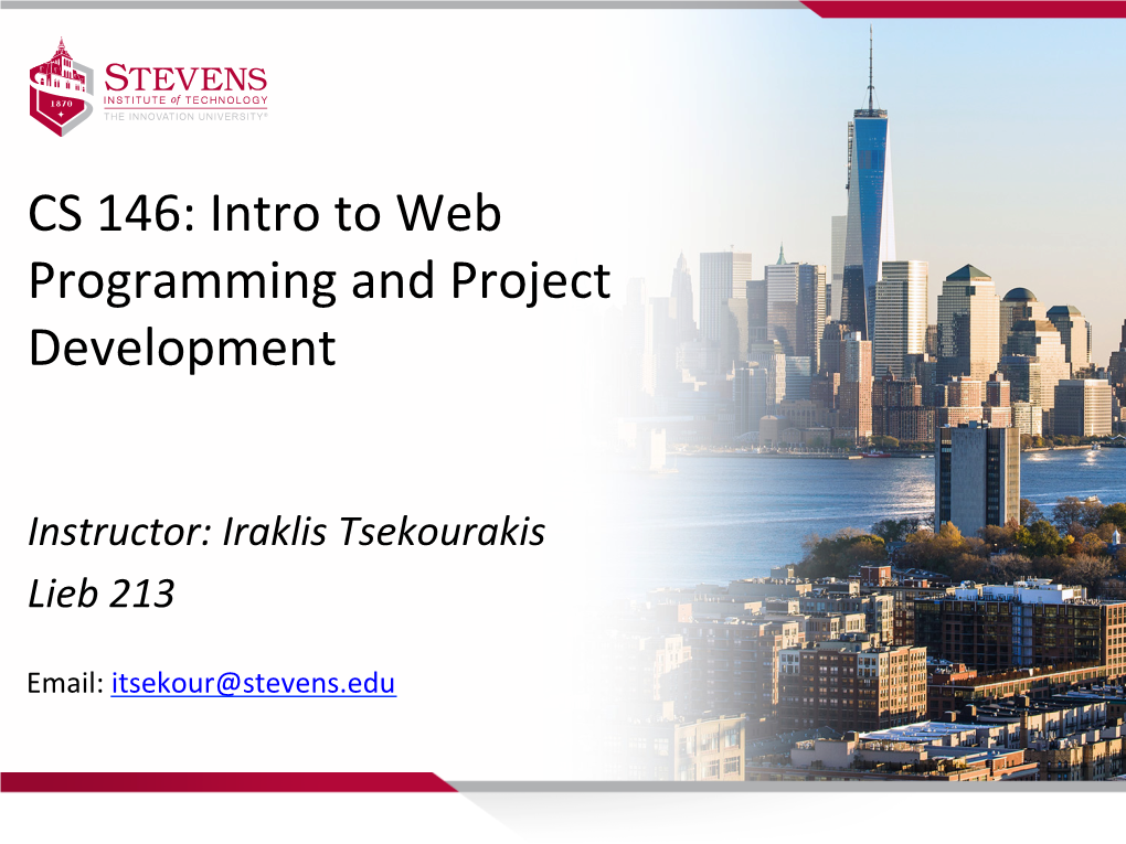 CS 146: Intro to Web Programming and Project Development