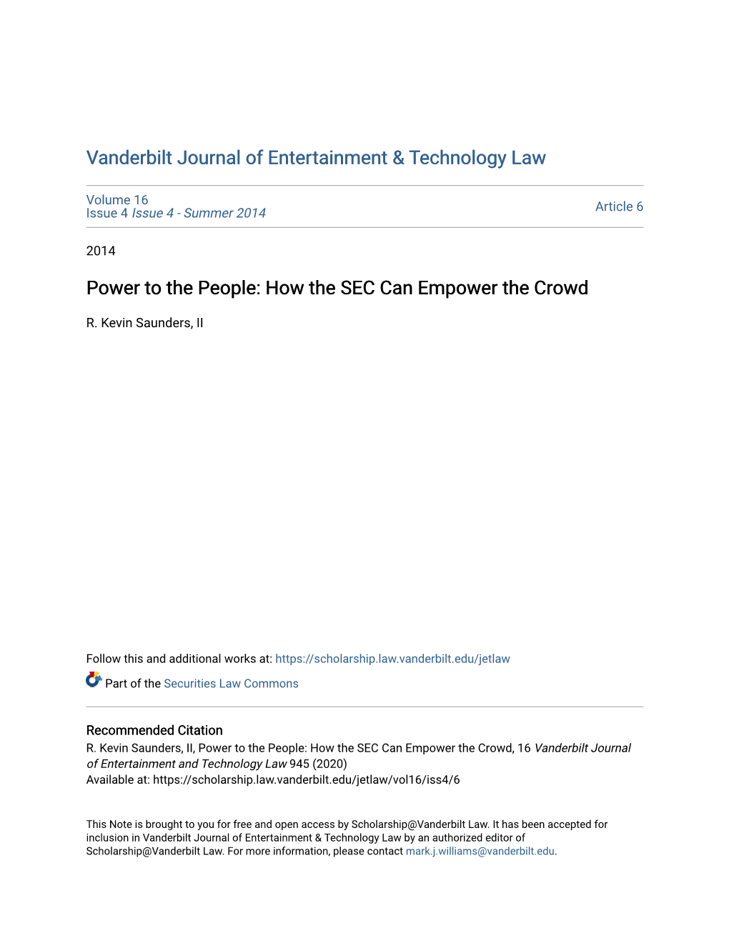 How the SEC Can Empower the Crowd