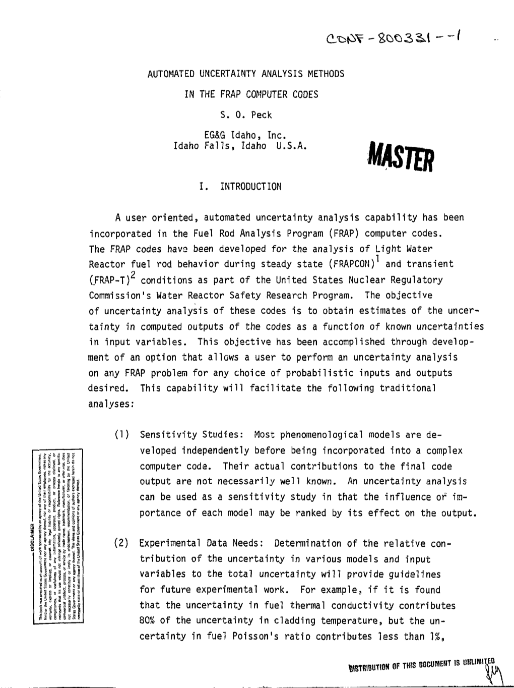 Automated Uncertainty Analysis Methods in the Frap Computer Codes S